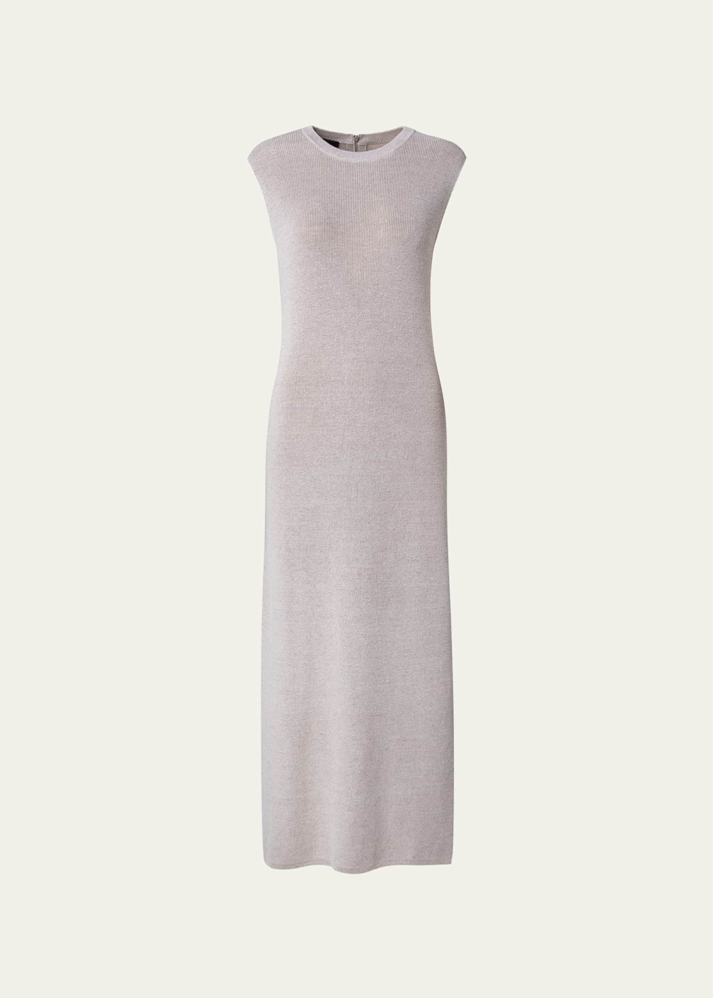 Akris Ribbed Linen Maxi Dress with Slit Image 1 of 5