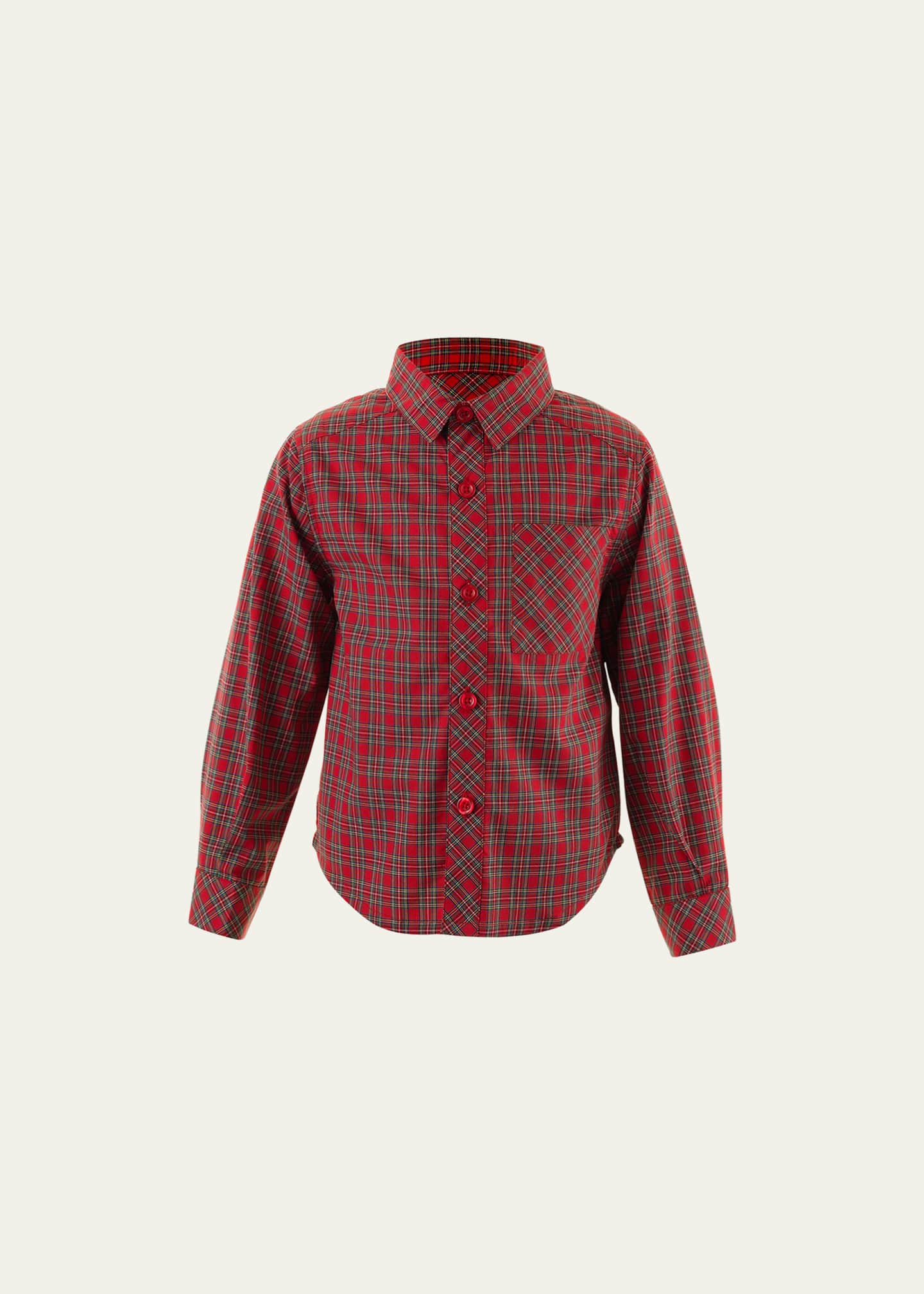 Rachel Riley Boy's Tartan-Print Festive Shirt, Size 2-10 Image 1 of 2