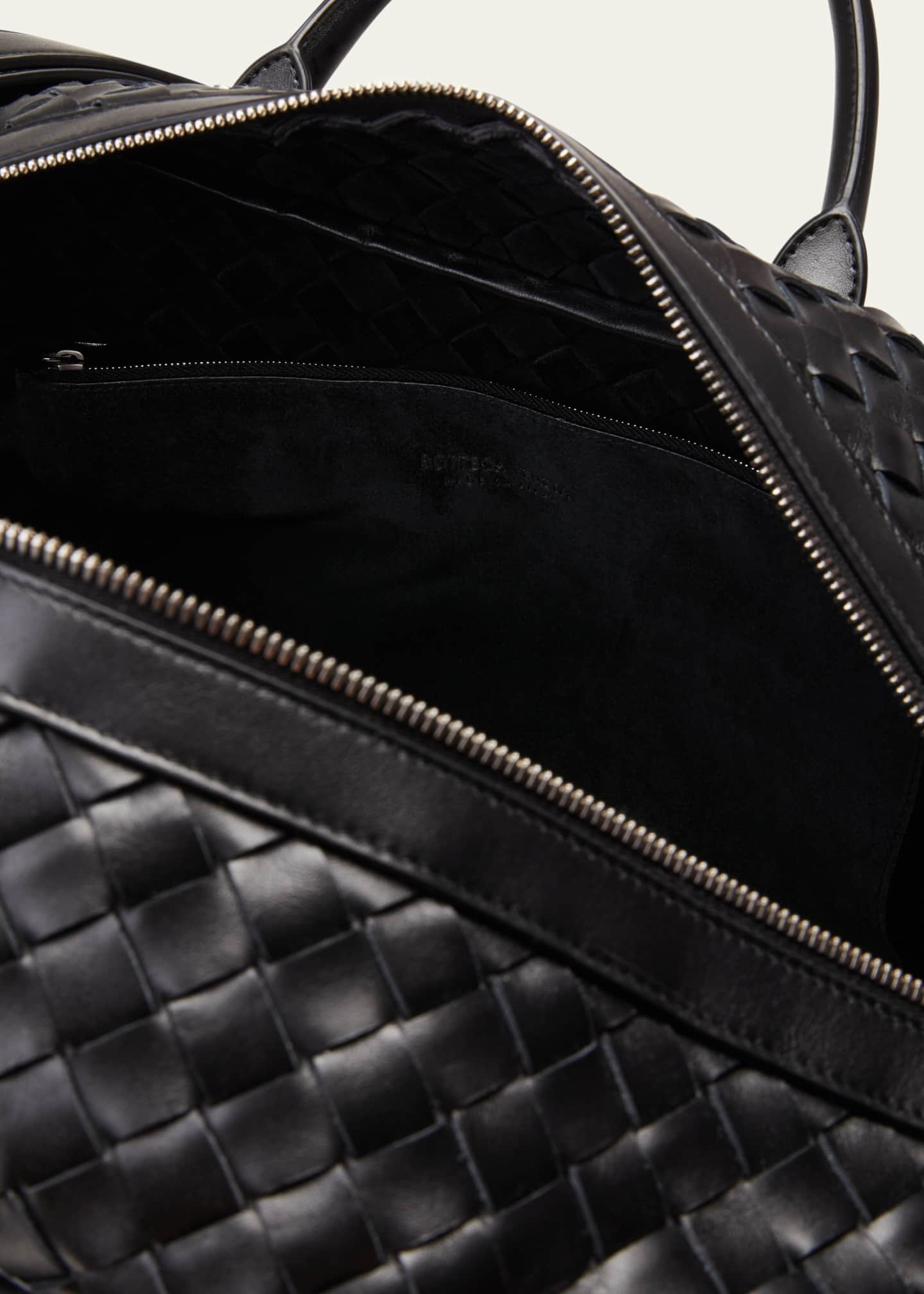 Intrecciato Leather Duffle Bag in Black - Bottega Veneta