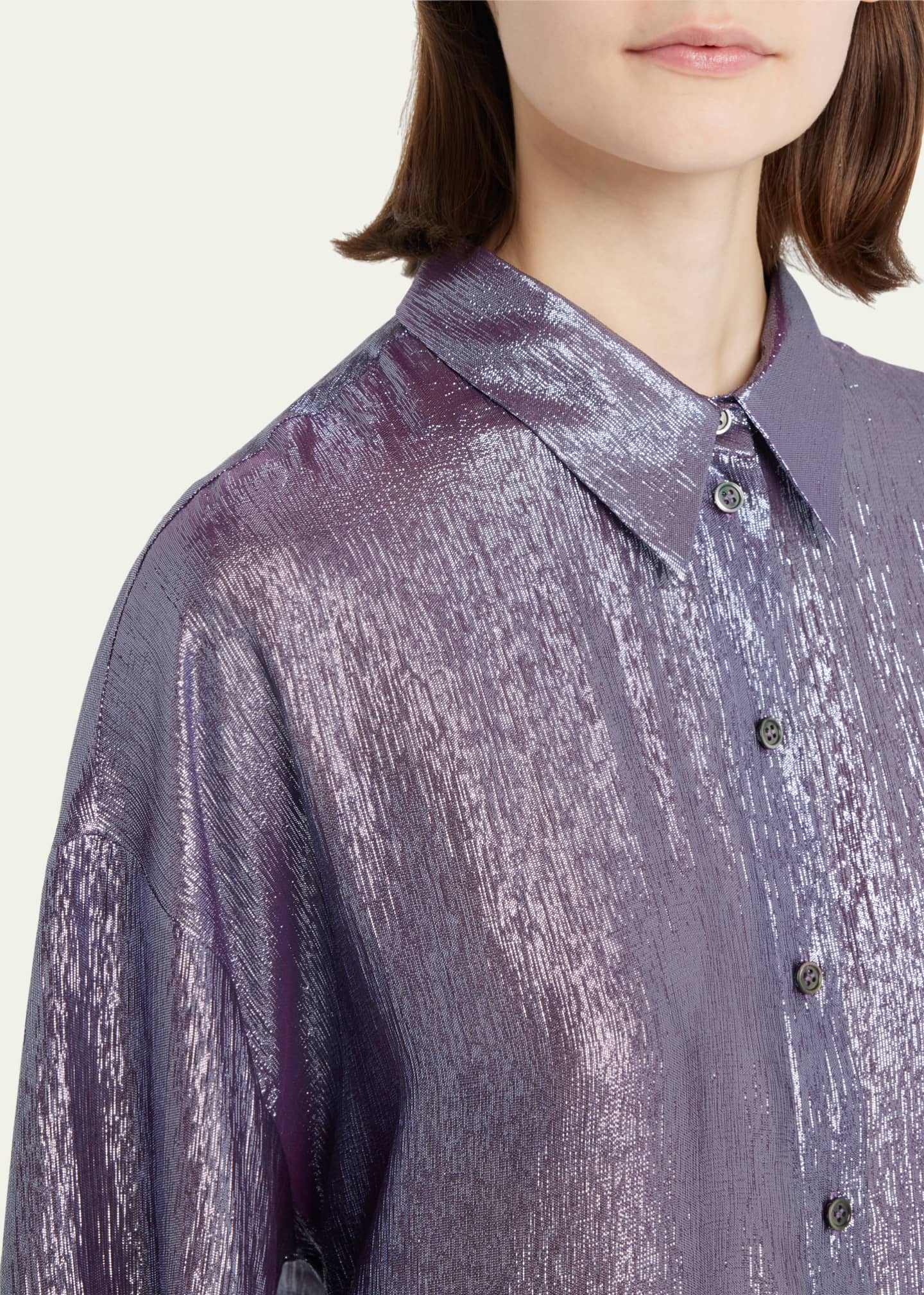 INDRESS Metallic Button-Down Silk Shirt - Goodman