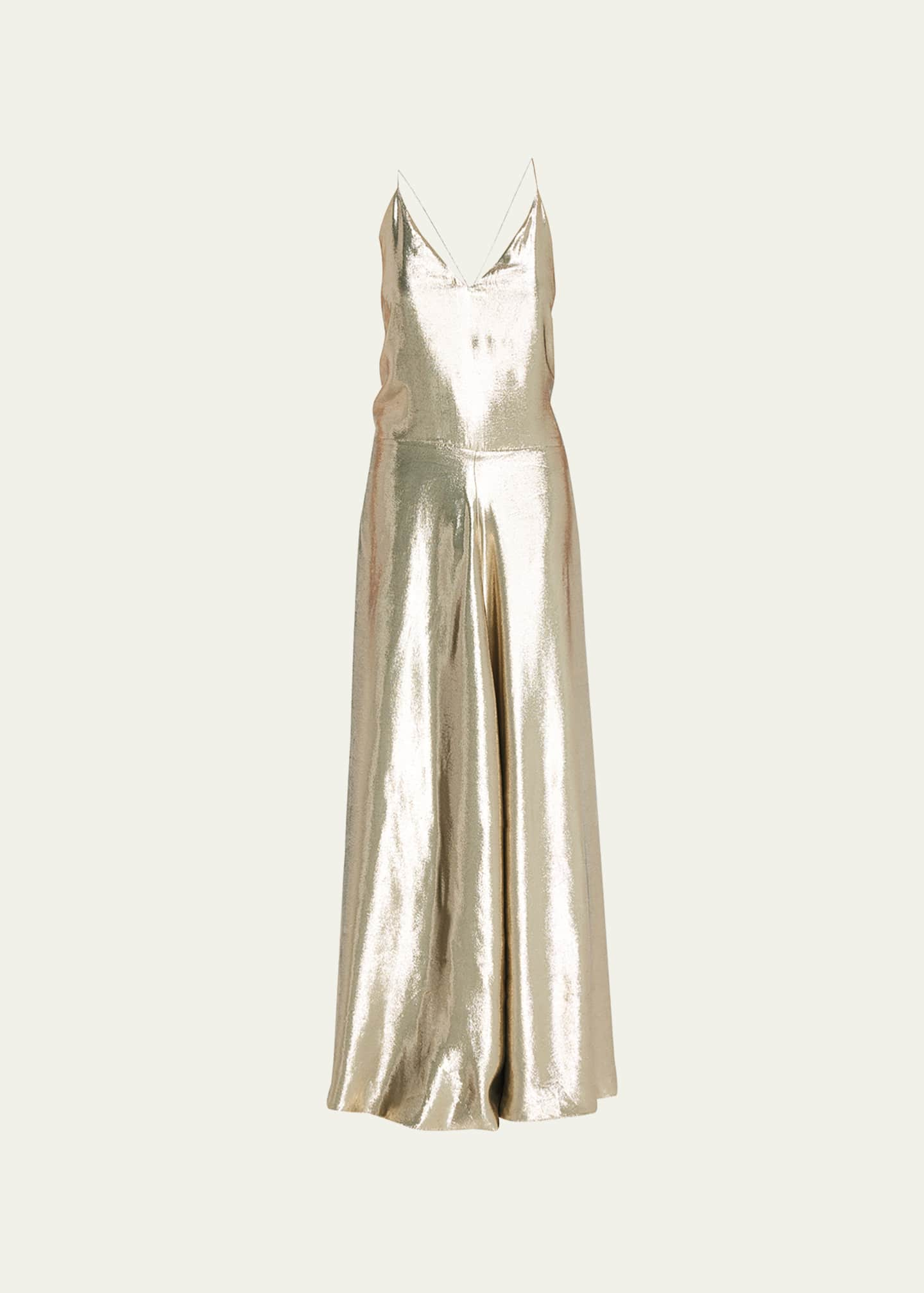 Topshop metallic maxi slip dress in silver