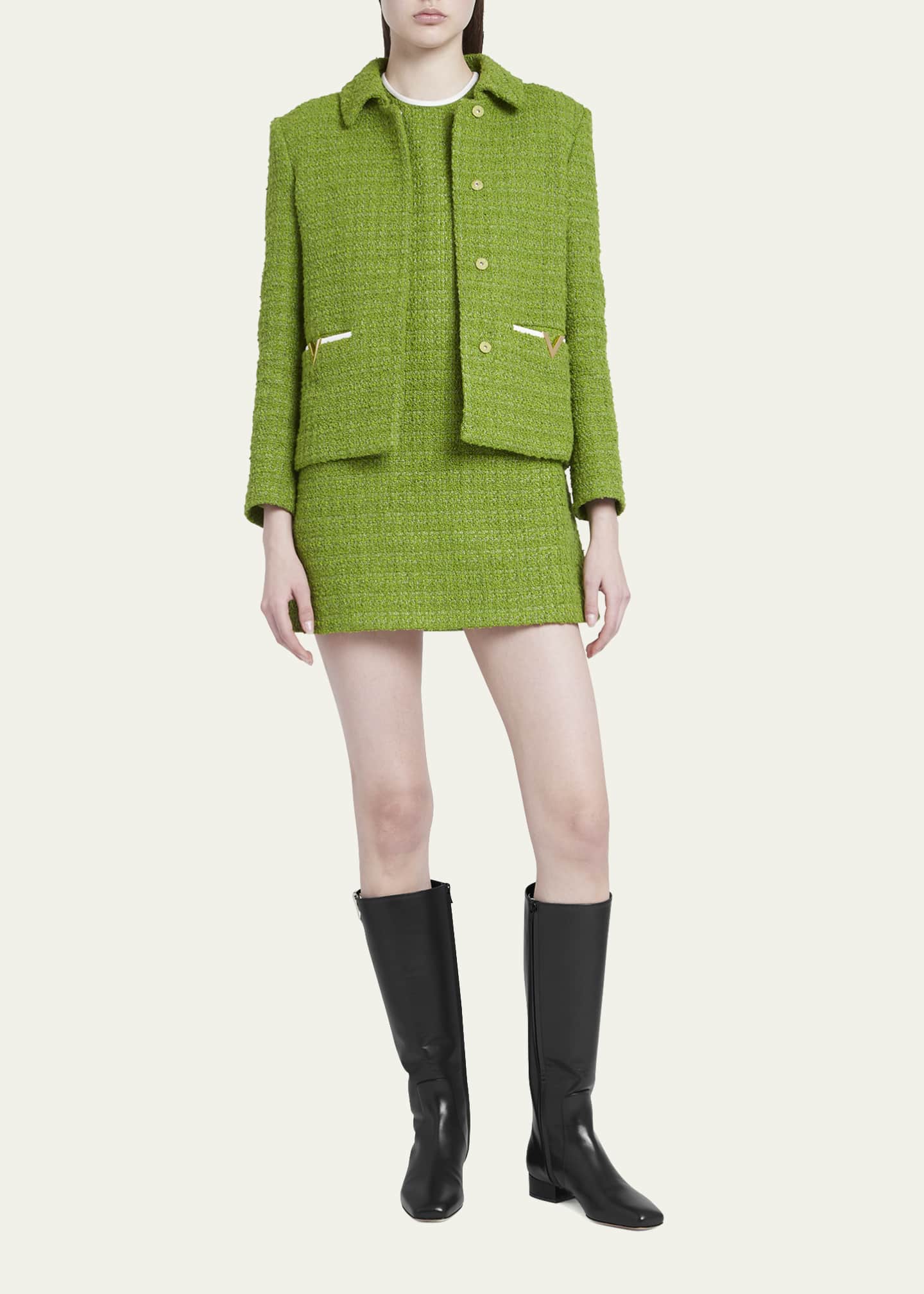 Valentino Garavani VLogo Medallion Calfskin Knee Boots Bergdorf