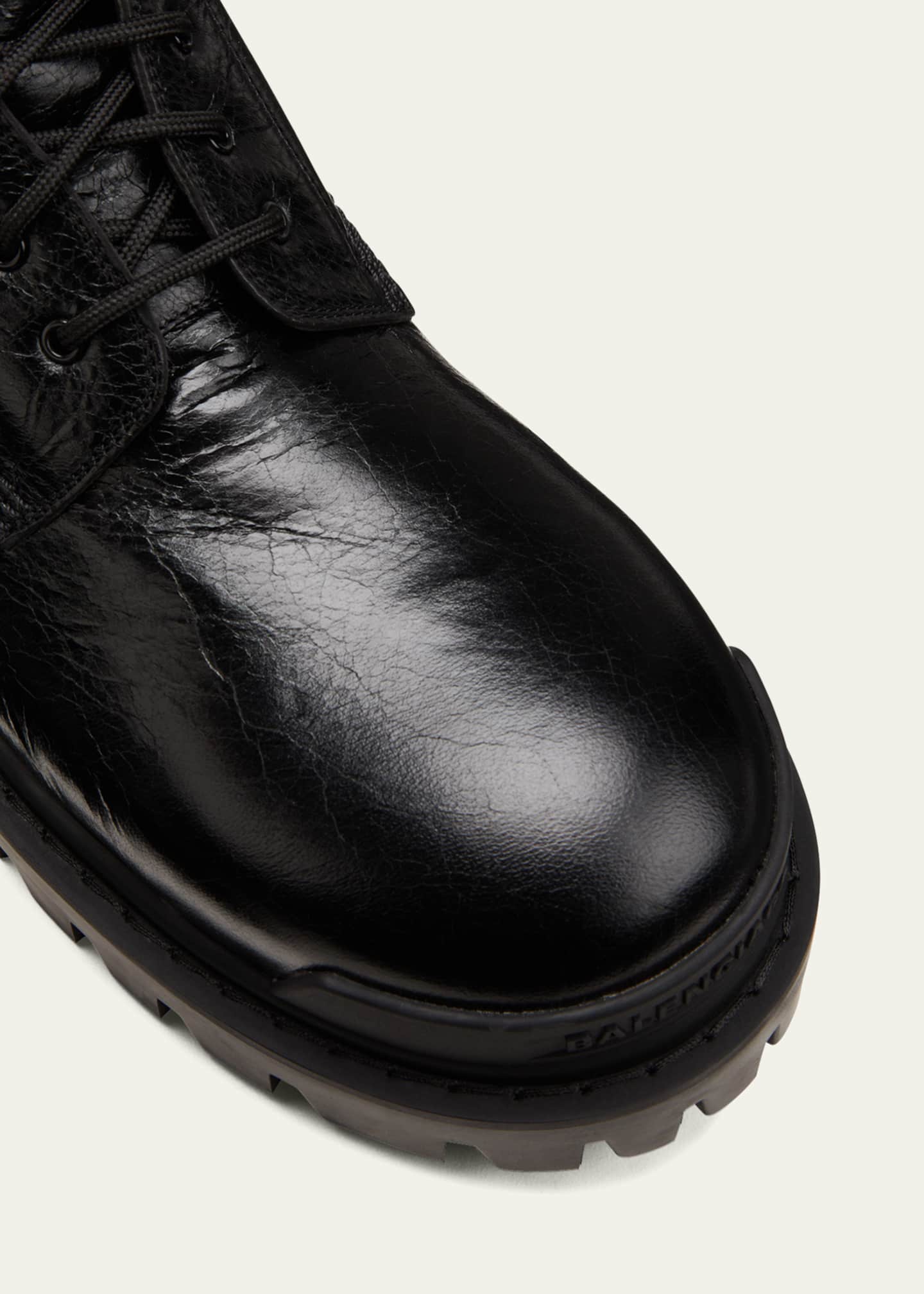 Balenciaga Men's Strike Leather Lace-Up Boots - Bergdorf Goodman