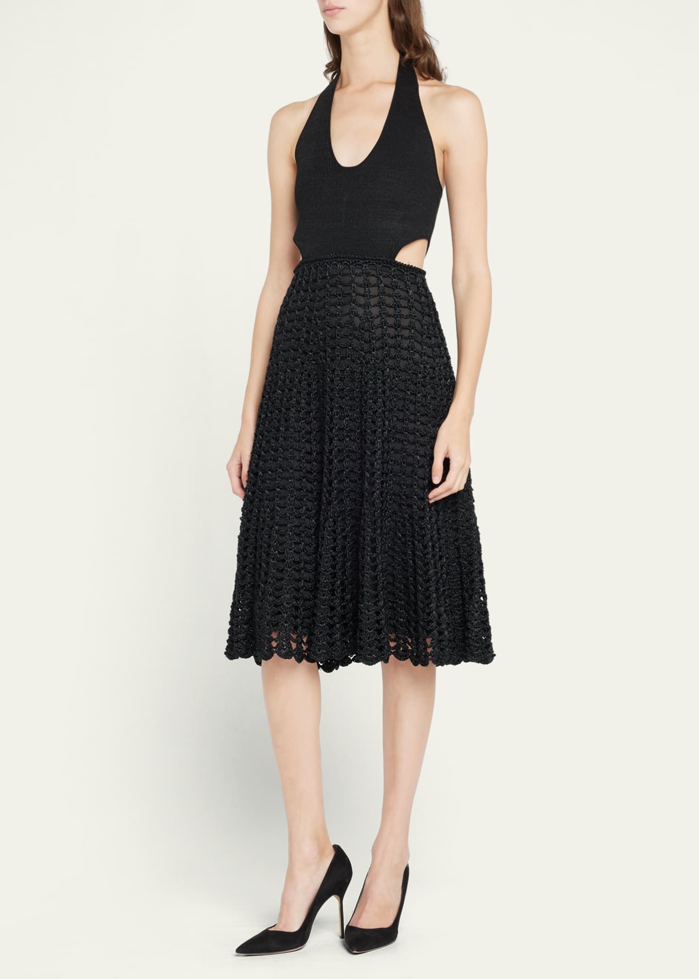 Proenza Schouler Knit Halter Dress w/ Crochet Skirt Bergdorf Goodman