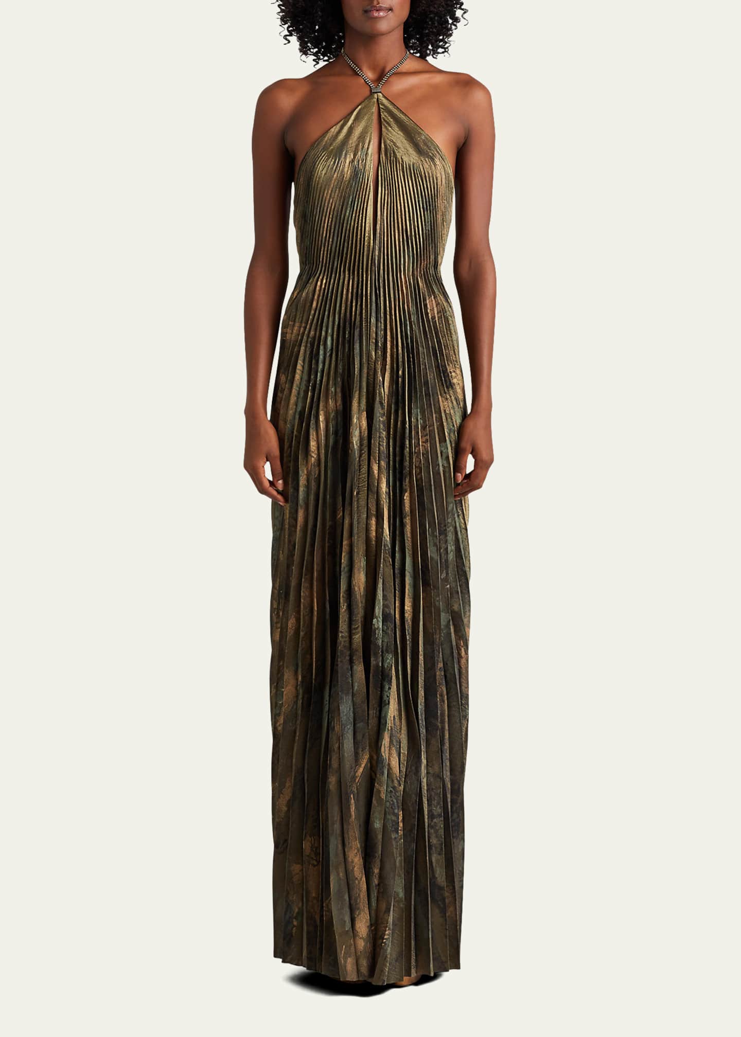 Lauren ralph lauren metallic halter dress Clearance