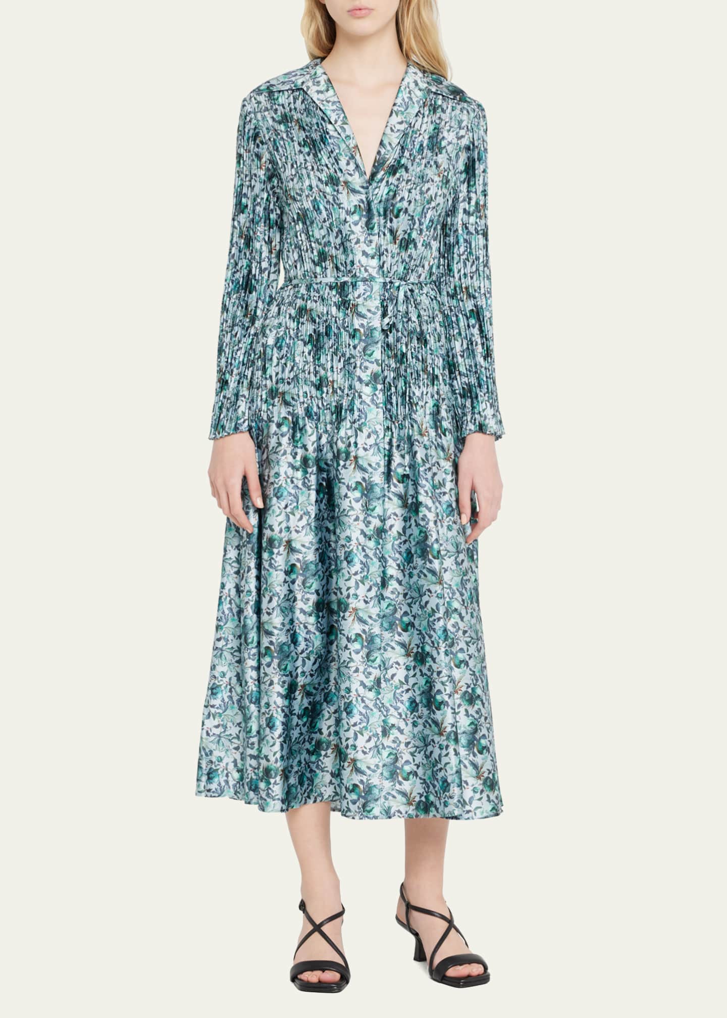 Vince Berry Blooms Pleated Midi Shirtdress - Bergdorf Goodman