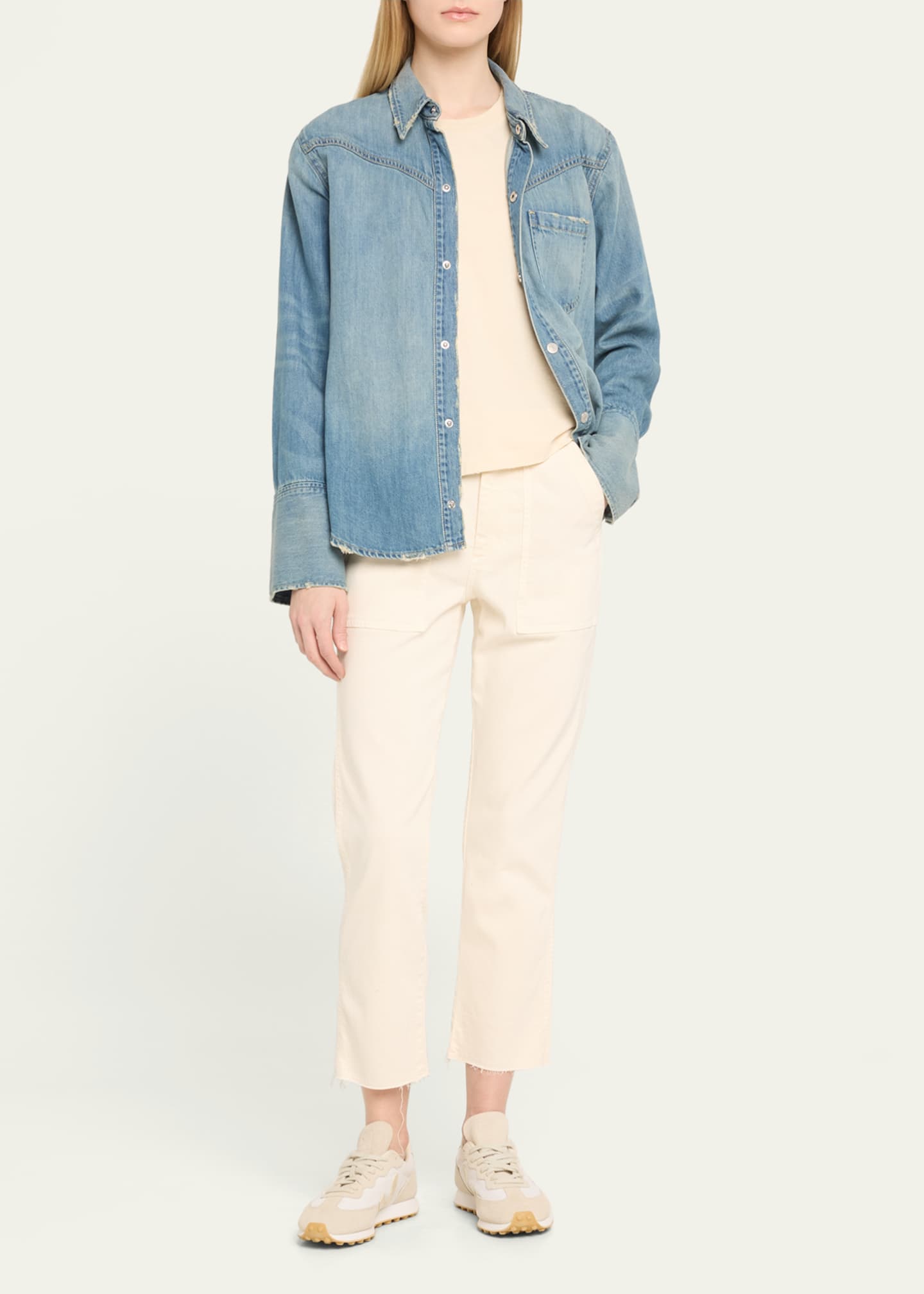 AMO Denim Straight Cropped Army Trousers Image 2 of 5