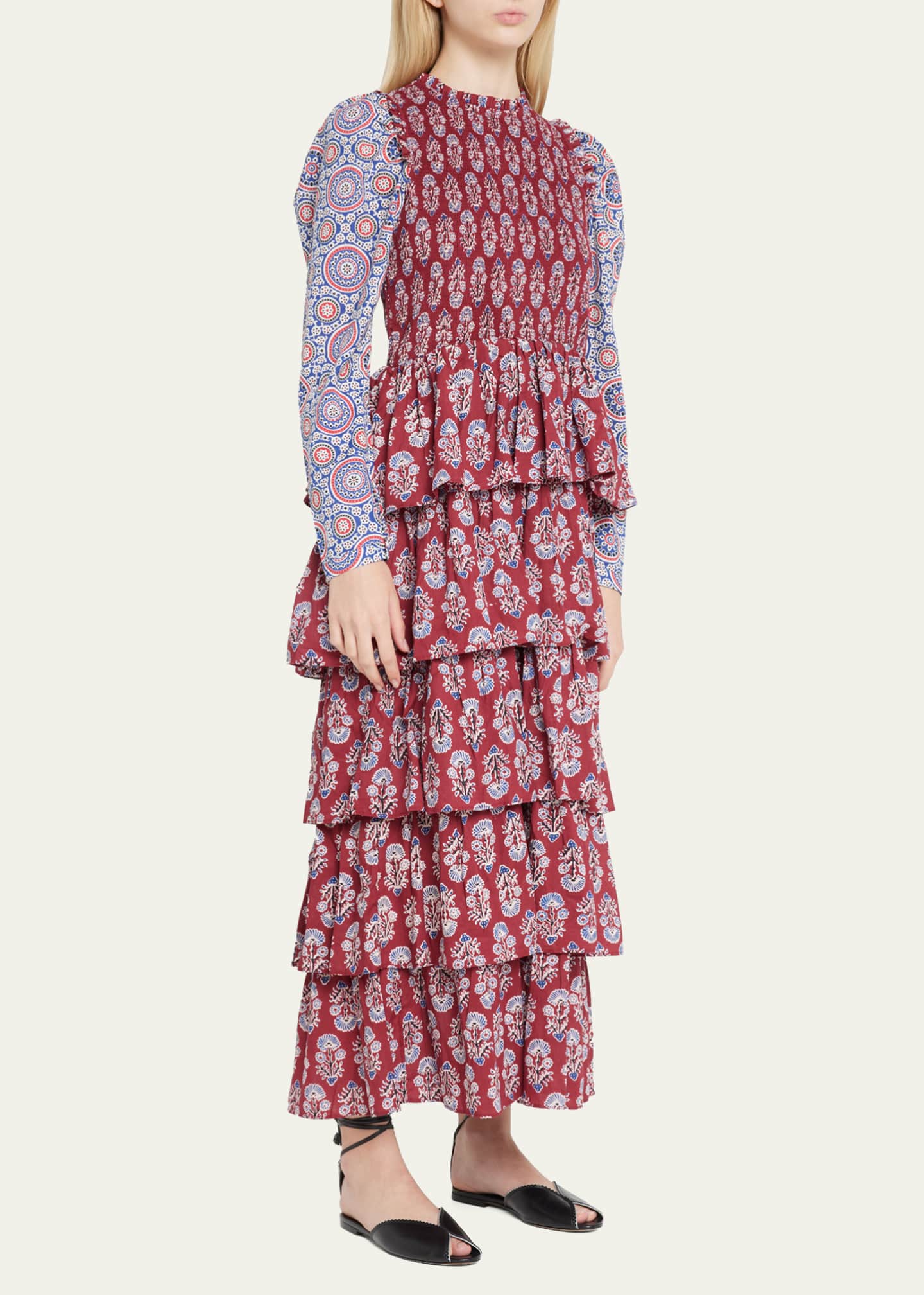 Alix of Bohemia Shelby Printed Long Sleeve Ruffle Maxi Dress Bergdorf