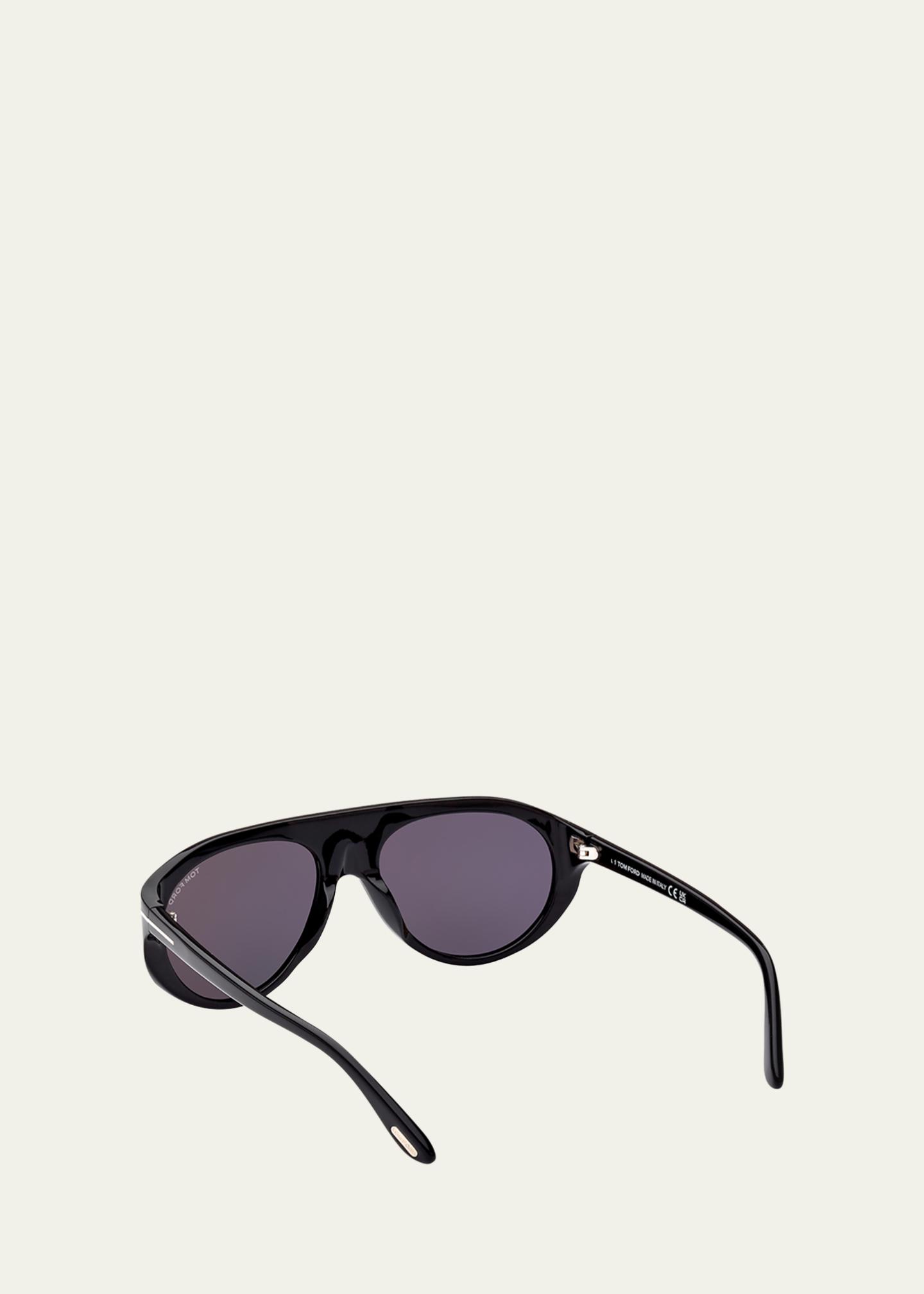Tom Ford Black Sunglasses with Gold \'T\' Accents TOM FORD EYEWEAR Navigator Aviator-Style Acetate Sunglasses  main image 3