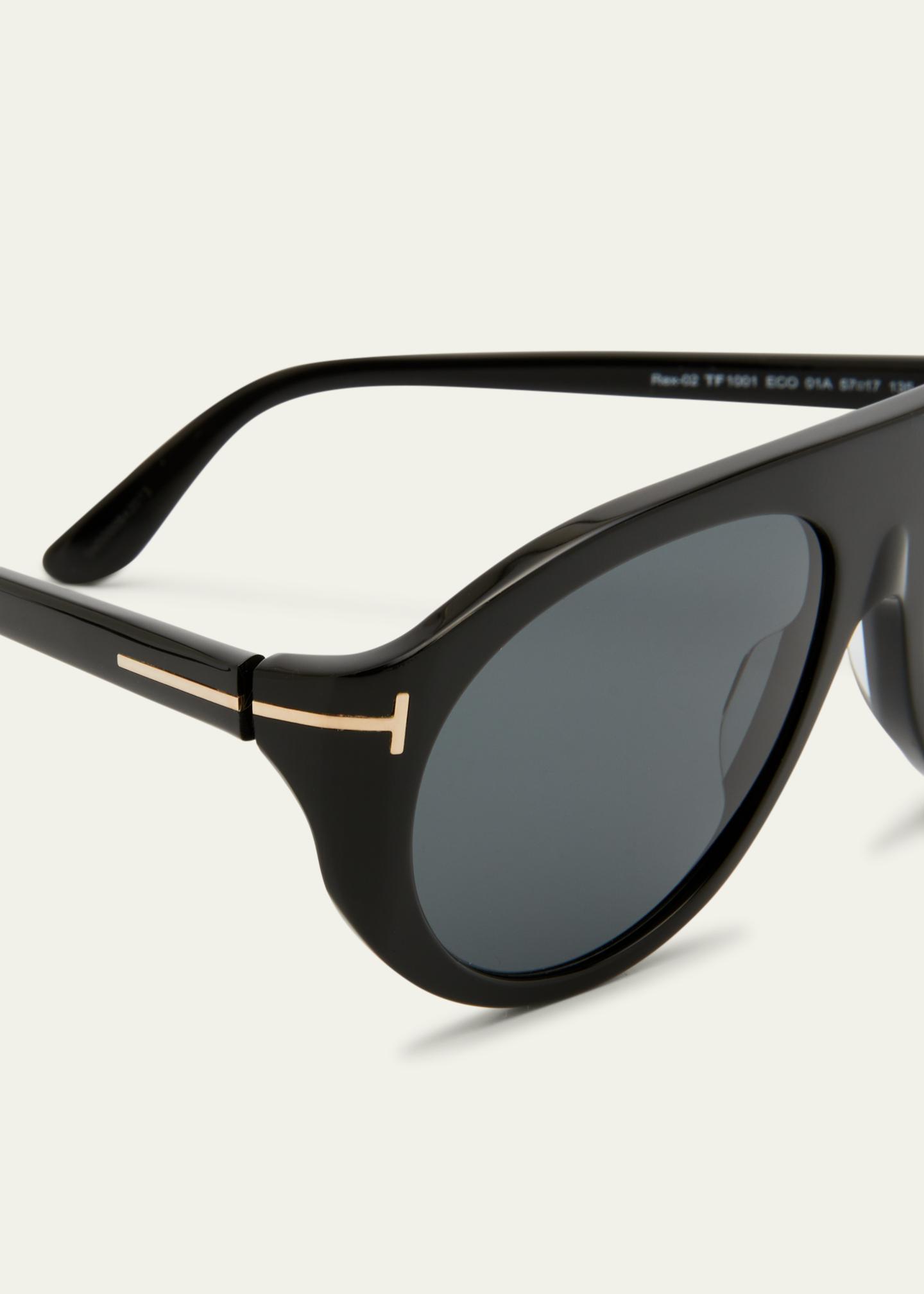 Tom Ford Black Sunglasses with Gold T Logo Tom Ford 185 Oversized Square – Black & Gold T-Logo, Grey  main image 2