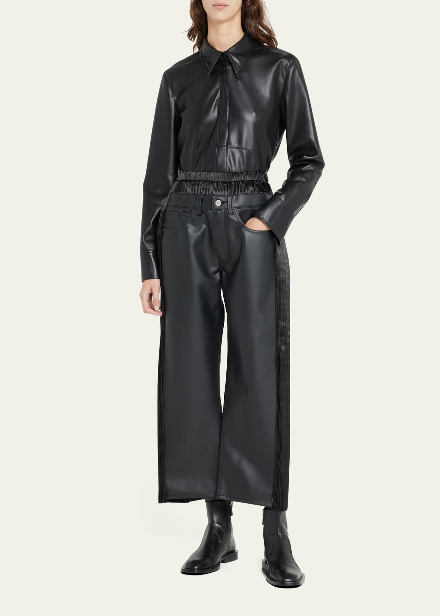 Junya Watanabe Faux Leather Patchwork Straight-Leg Ankle Pull-On Pants ...