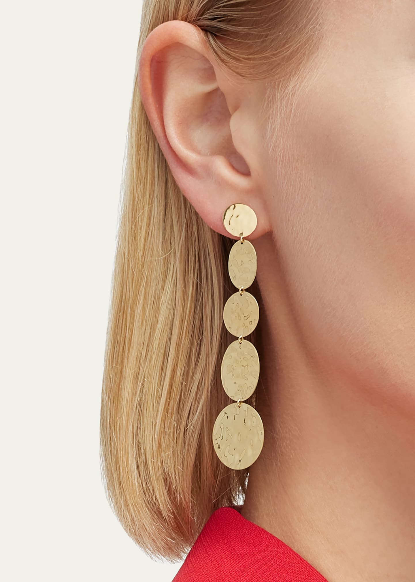 Ippolita 5-Tier Linear Crinkle Earrings in 18K Gold Image 2 of 4