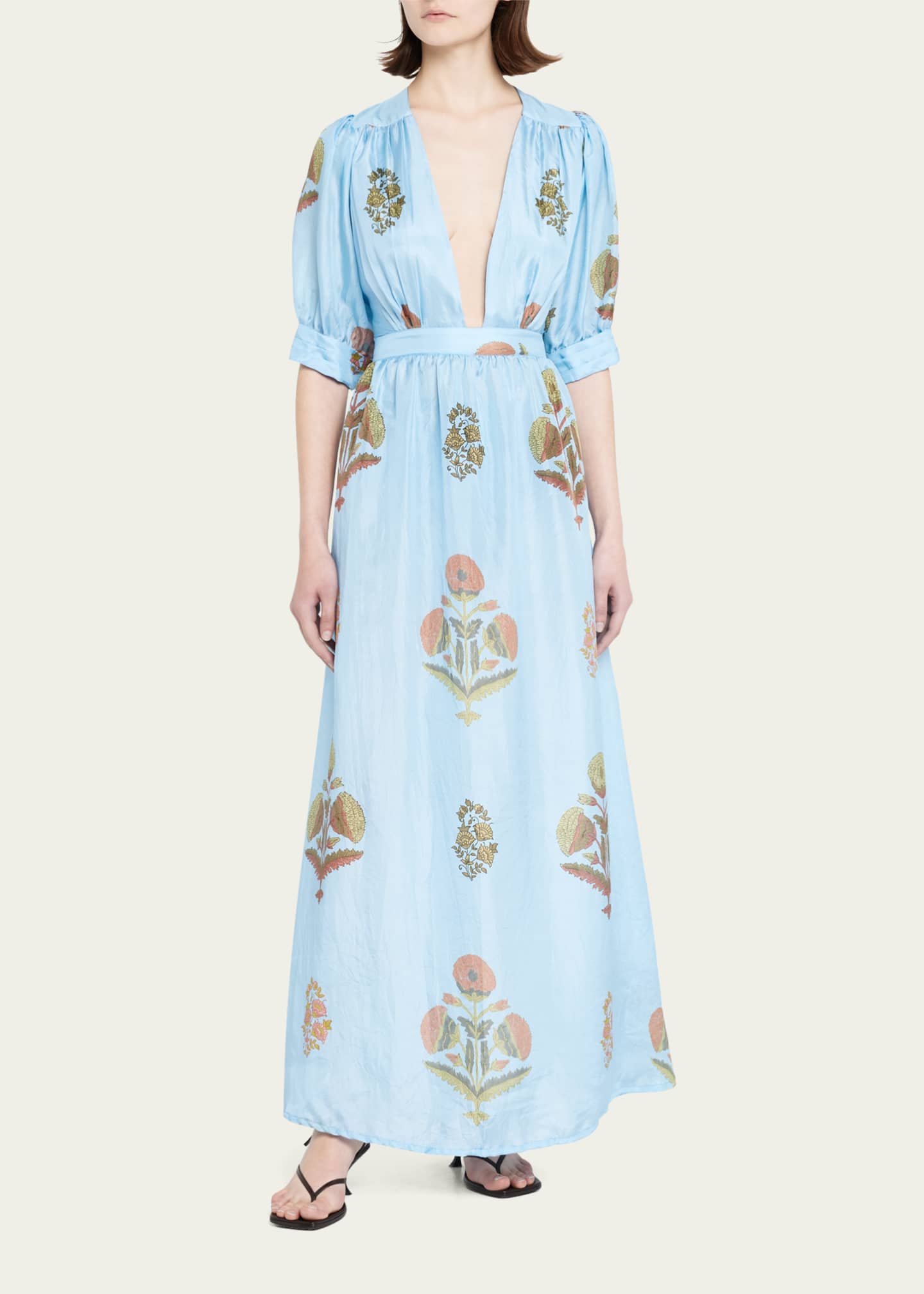 Hannah Artwear Surya Silk Habotai Open Back Maxi Dress - Bergdorf Goodman
