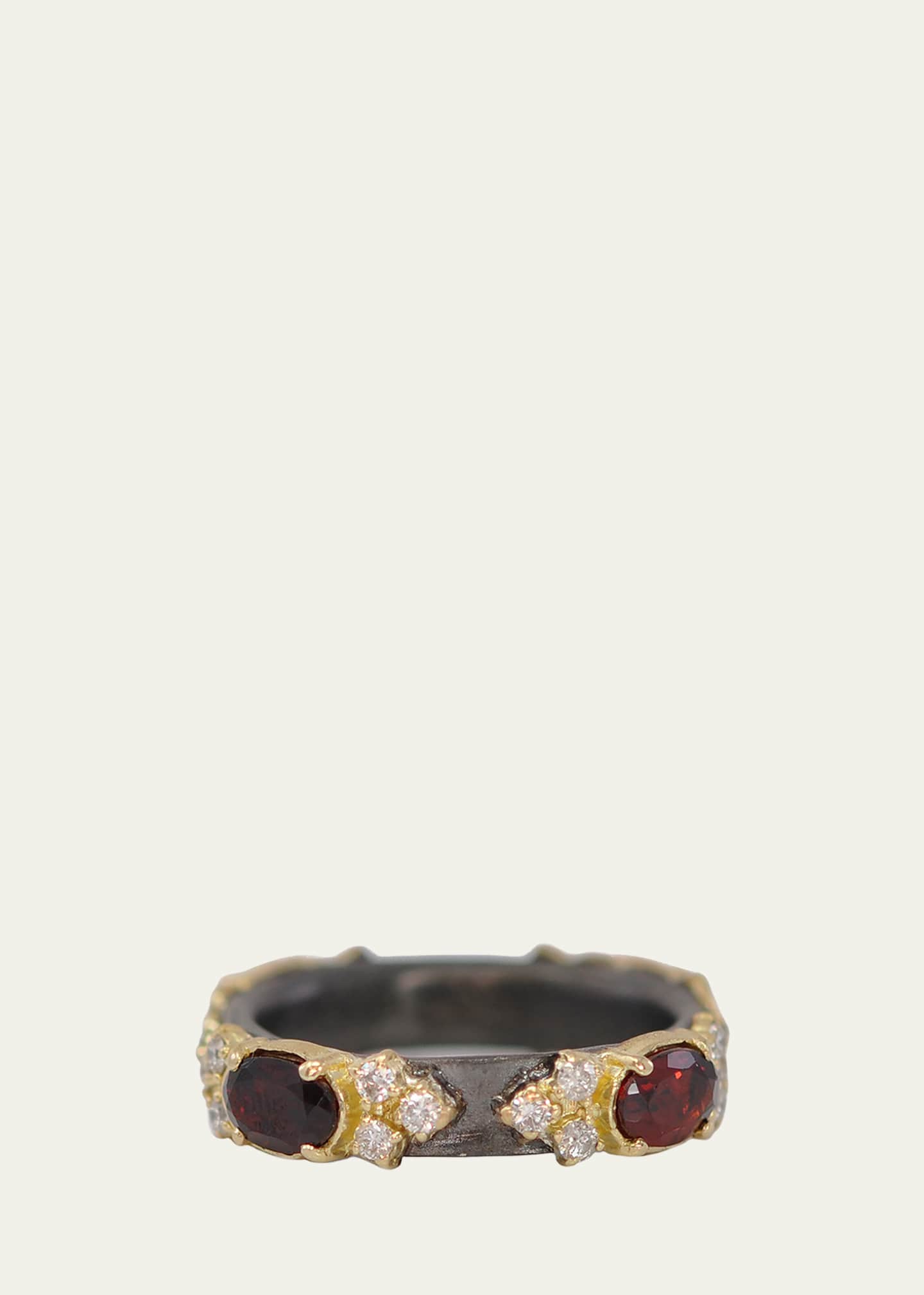 Armenta Diamond and Garnet Scroll Stack Band