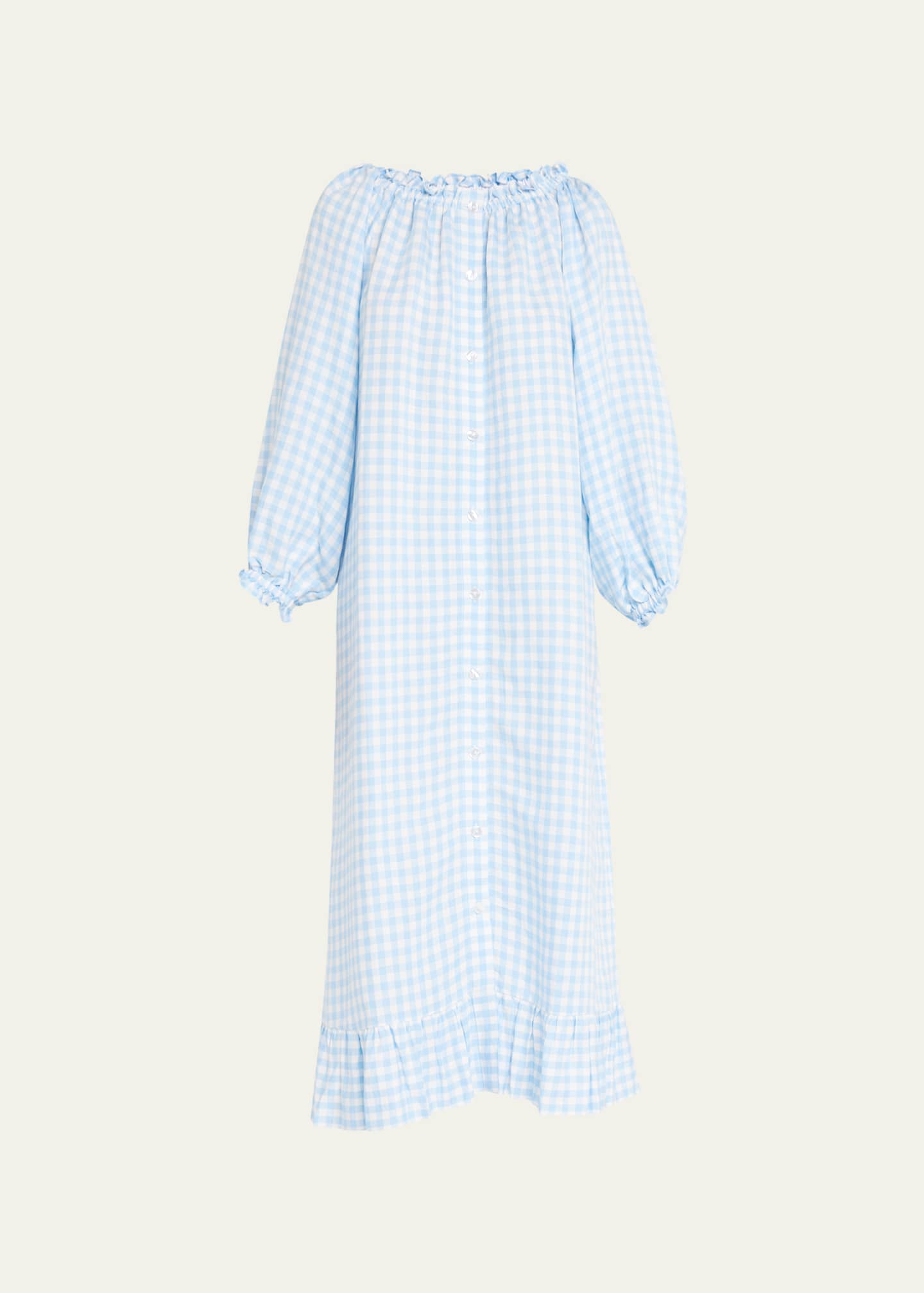 Sleeper Gingham Linen Loungewear Dress Bergdorf Goodman