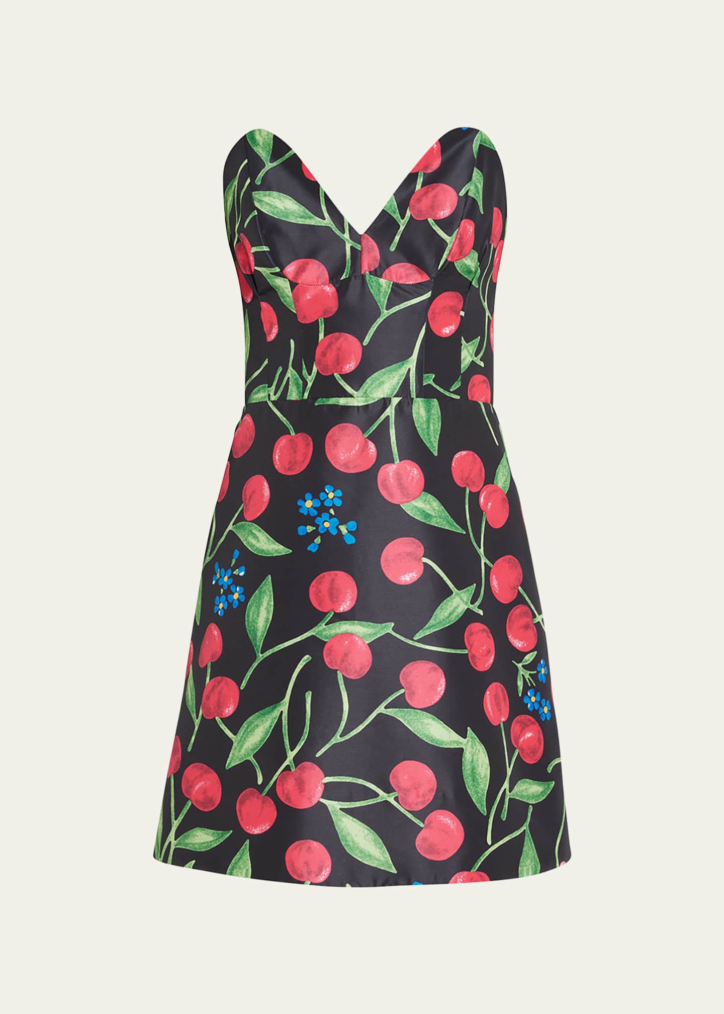 Carolina Herrera Cherry-Print Strapless Mini Dress - Bergdorf Goodman