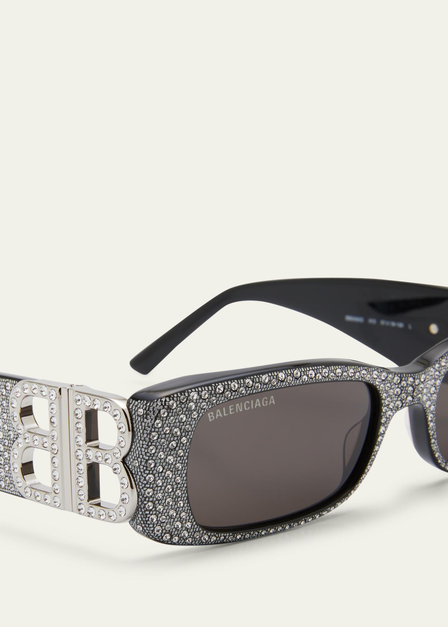 Balenciaga Men's Dynasty Strass Rhinestone Rectangle Sunglasses ...