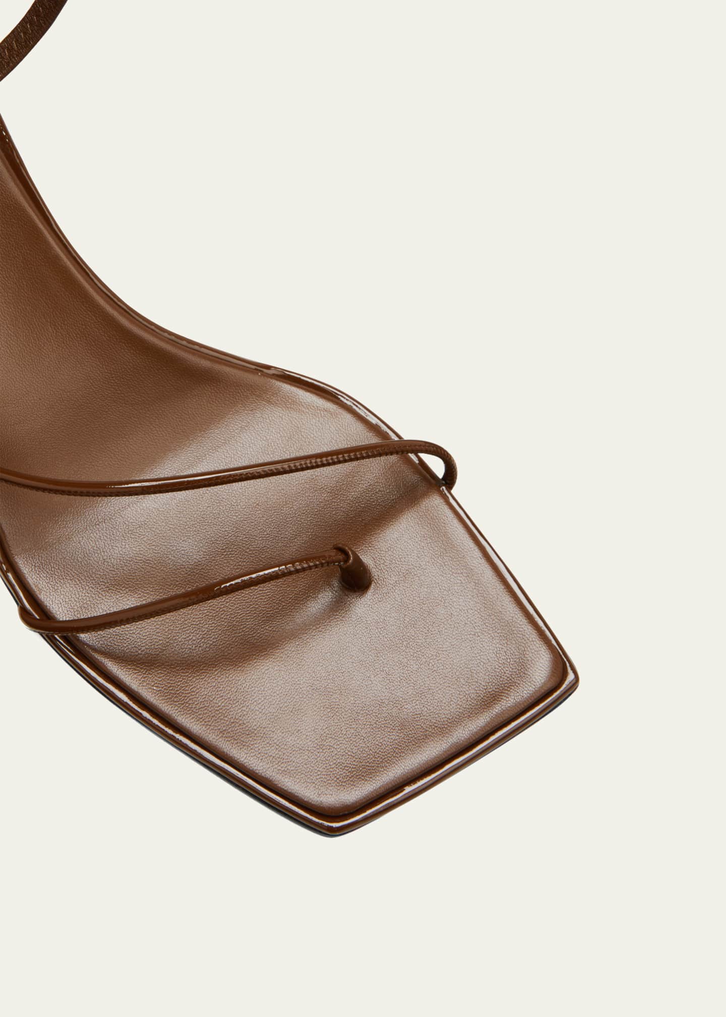 THE ROW Rai Patent Leather Strappy KittenHeel Sandals Bergdorf Goodman