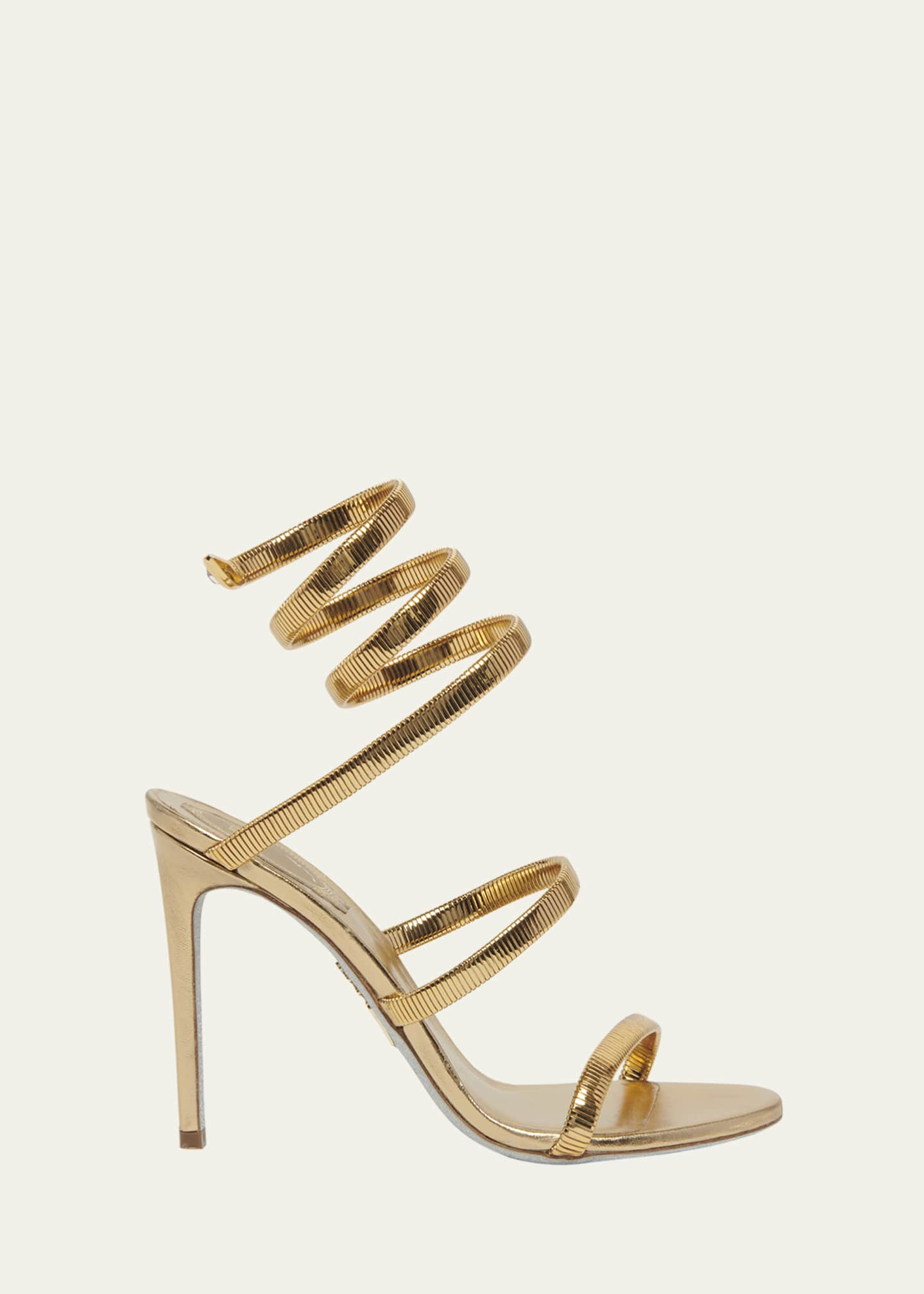 Rene Caovilla Embellished Spiral Strap Heeled Sandals - ShopStyle