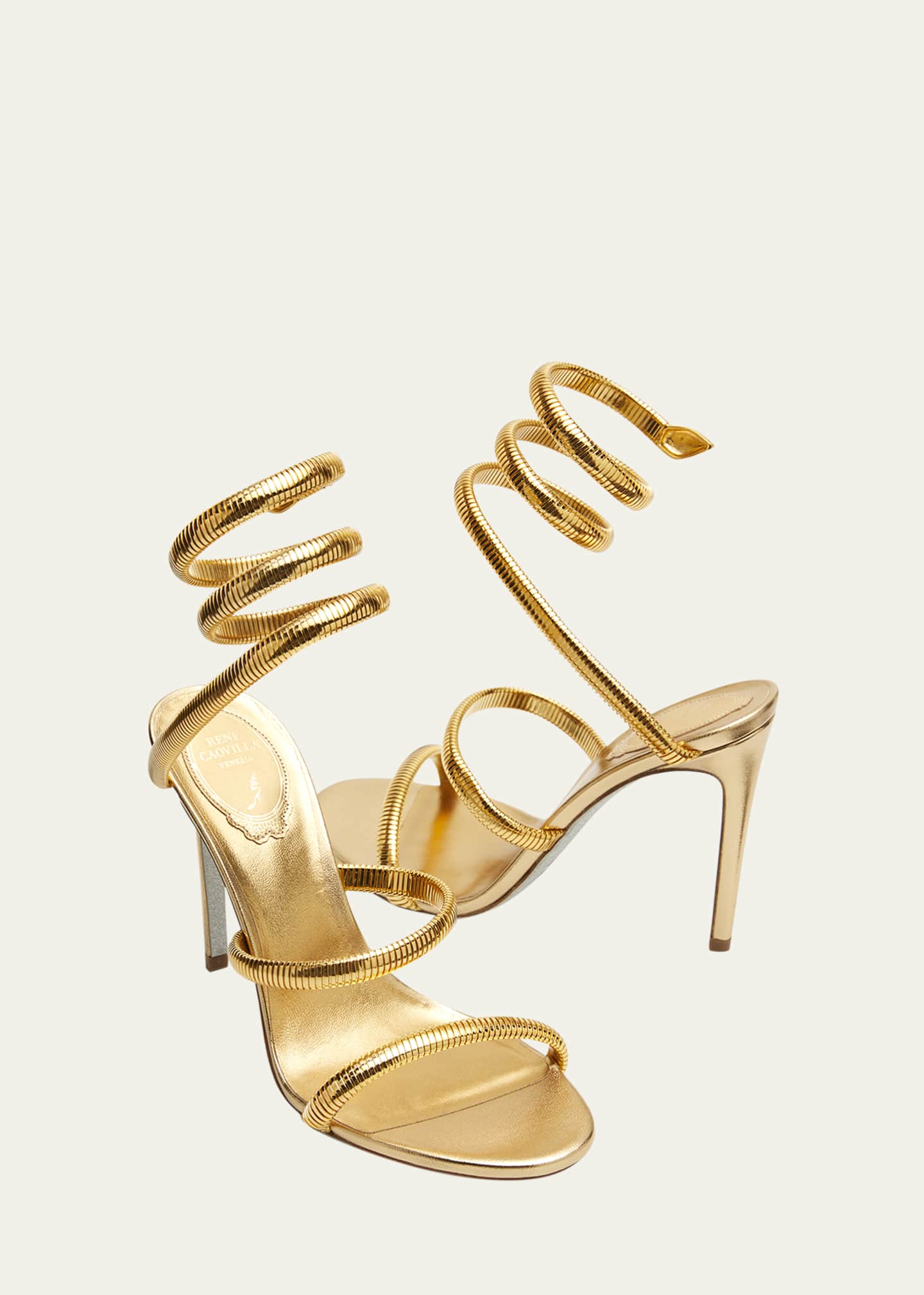 Rene Caovilla クロコ　ハイヒール Rene Caovilla Cleo Snake-Print Strass Ankle-Wrap Sandals