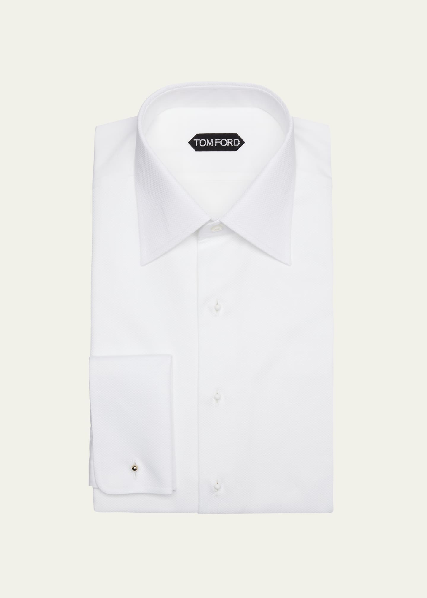 TOM FORD Men's Cotton Piqué Dress Shirt with French Cuffs Image 1 of 2