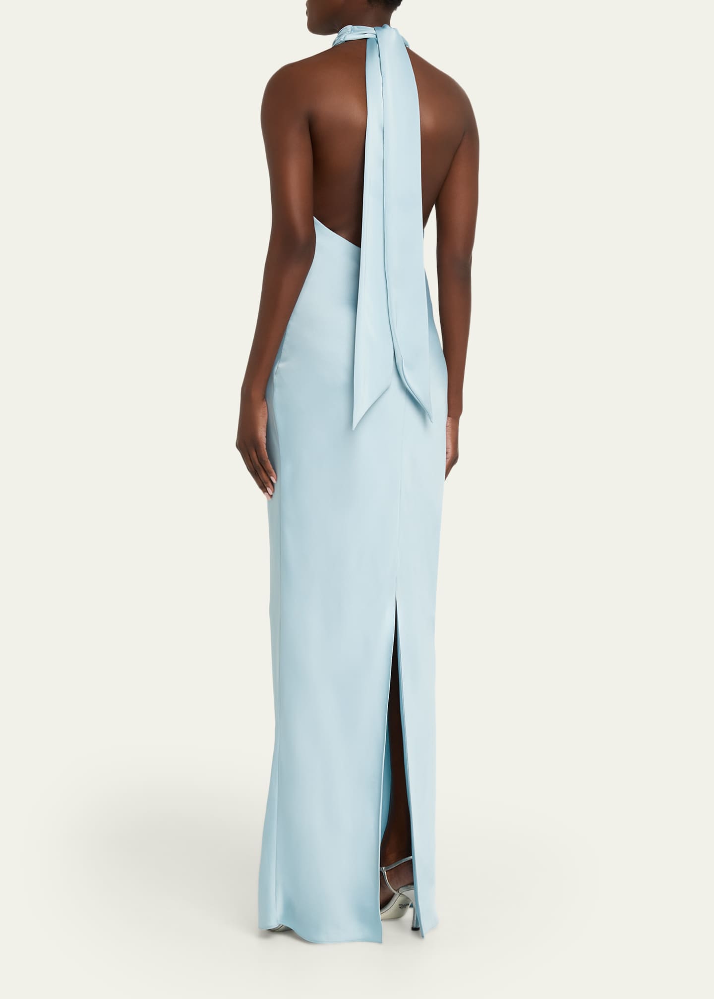 Ramy Brook Tatiana Low-Cut Halter Column Gown - Bergdorf Goodman