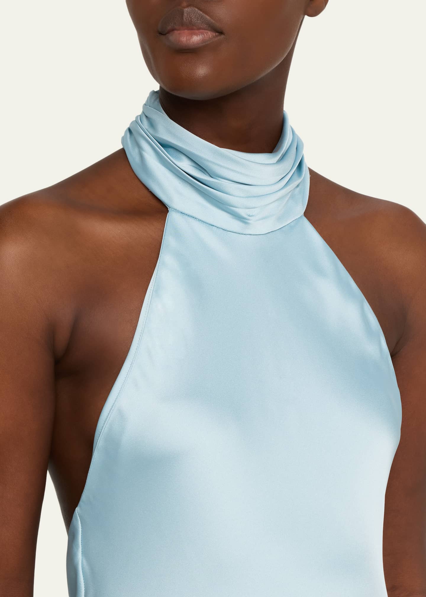 Ramy Brook Tatiana Low-Cut Halter Column Gown - Bergdorf Goodman