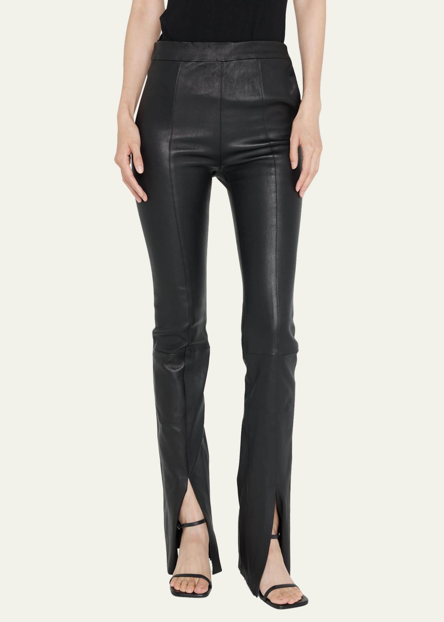 SPRWMN Leather FrontSlit Flare Leggings Bergdorf Goodman