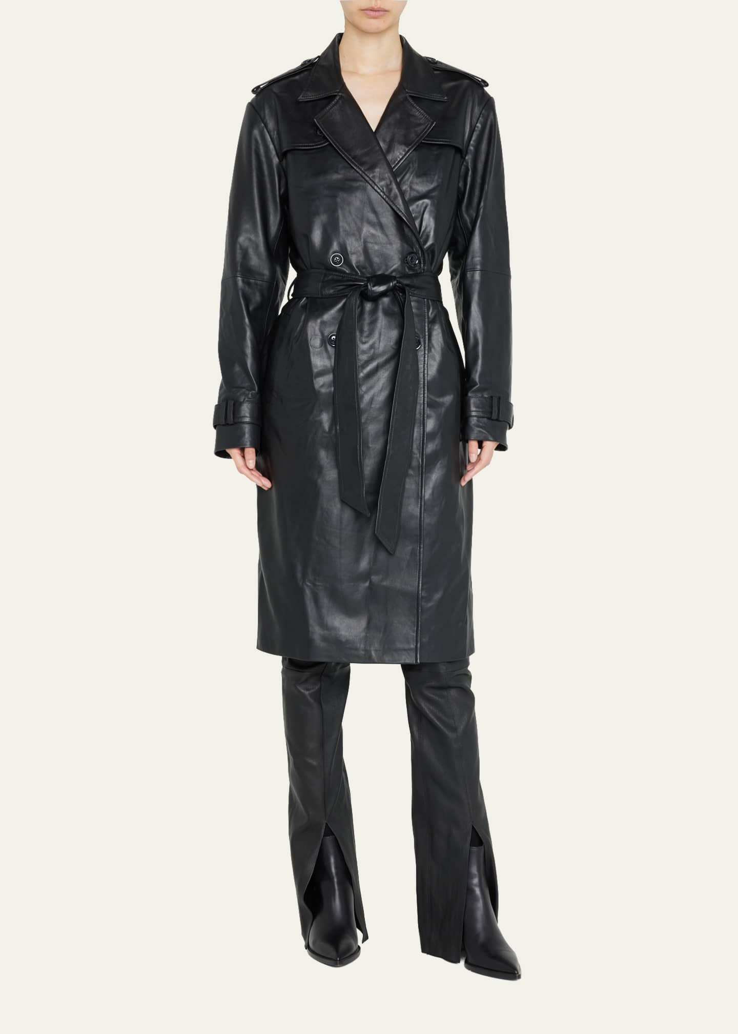 SPRWMN Leather Trench Coat Image 2 of 5
