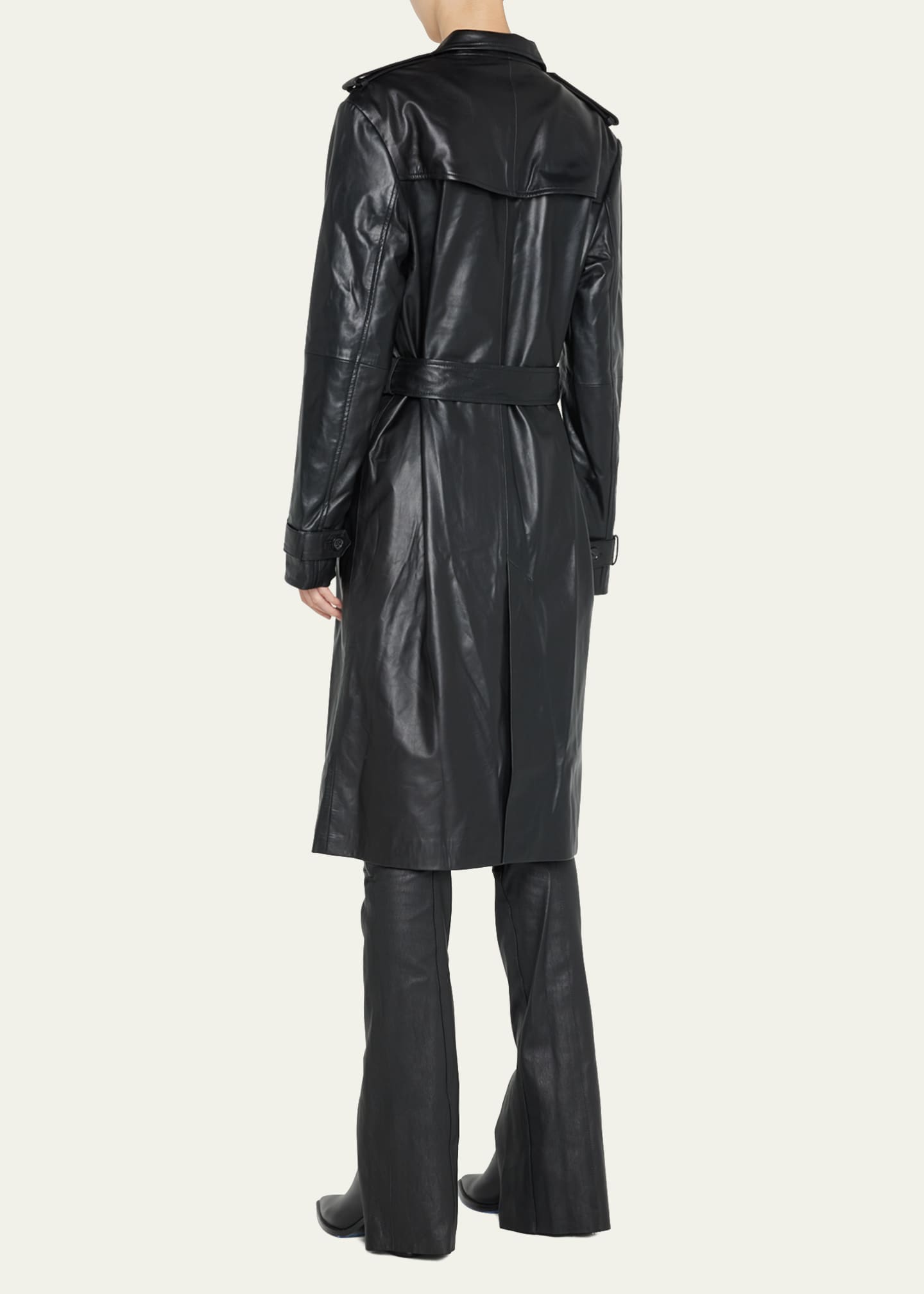 SPRWMN Leather Trench Coat Image 3 of 5