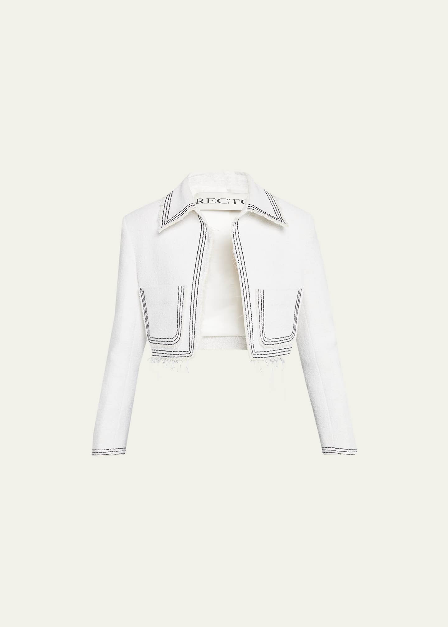 RECTO Tara Tweed Embroidered Cropped Jacket