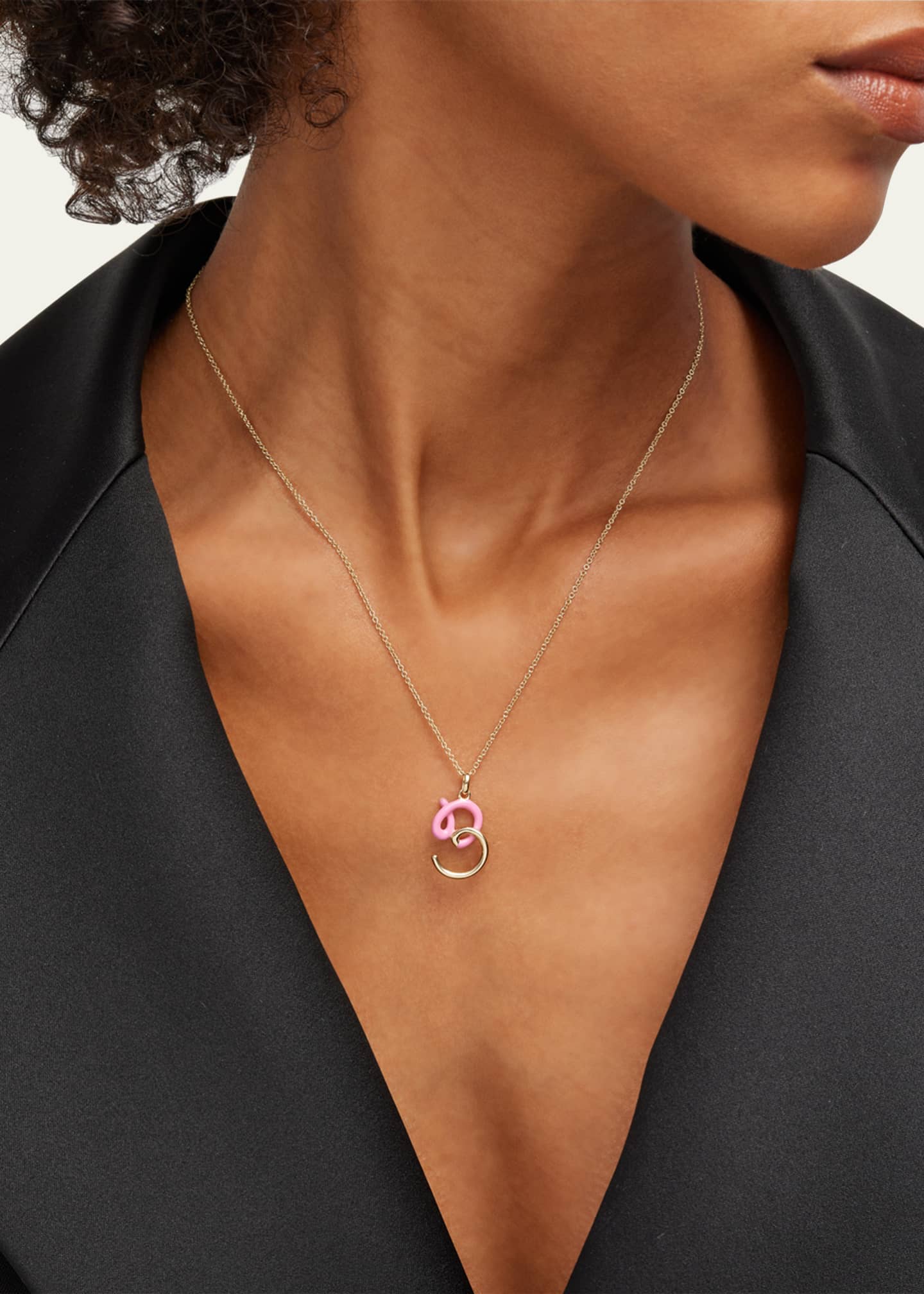 Enamel initial necklace sale