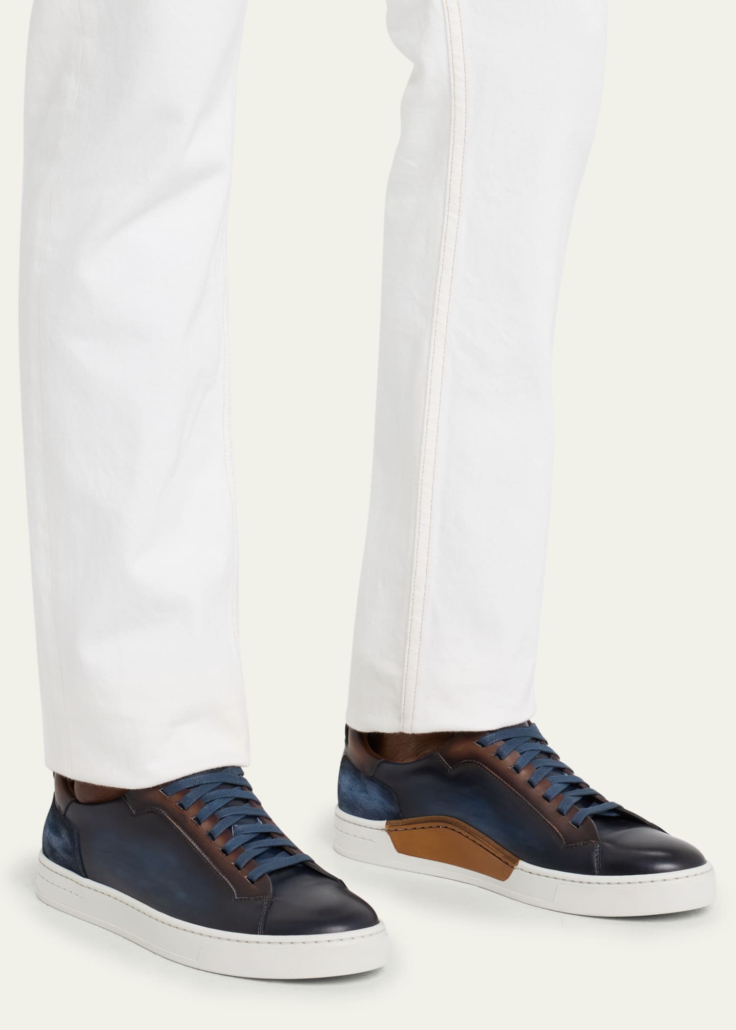 Magnanni Men's Amadeo Burnished Leather LowTop Sneakers Bergdorf Goodman