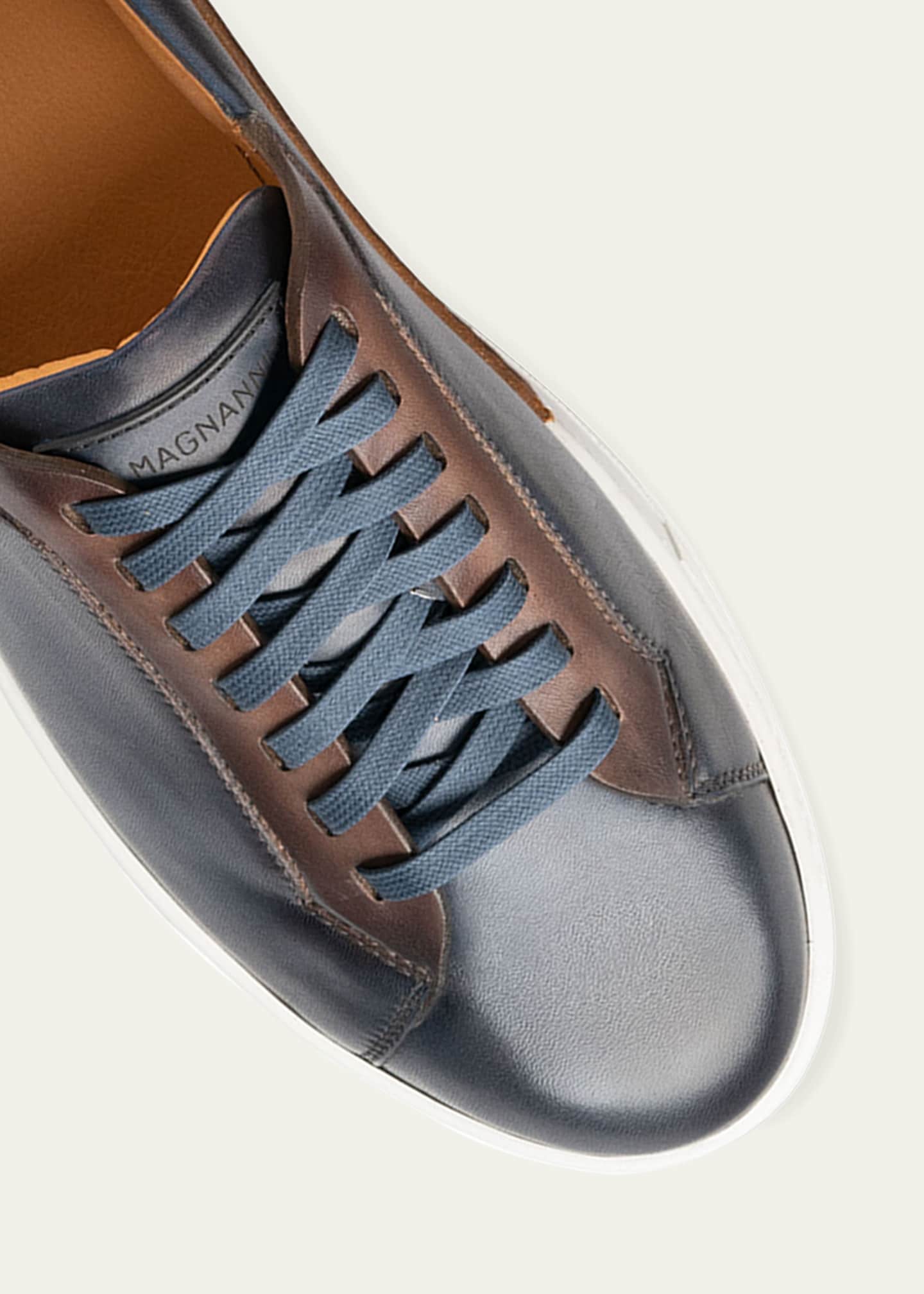 Magnanni Men s Amadeo Burnished Leather Low Top Sneakers