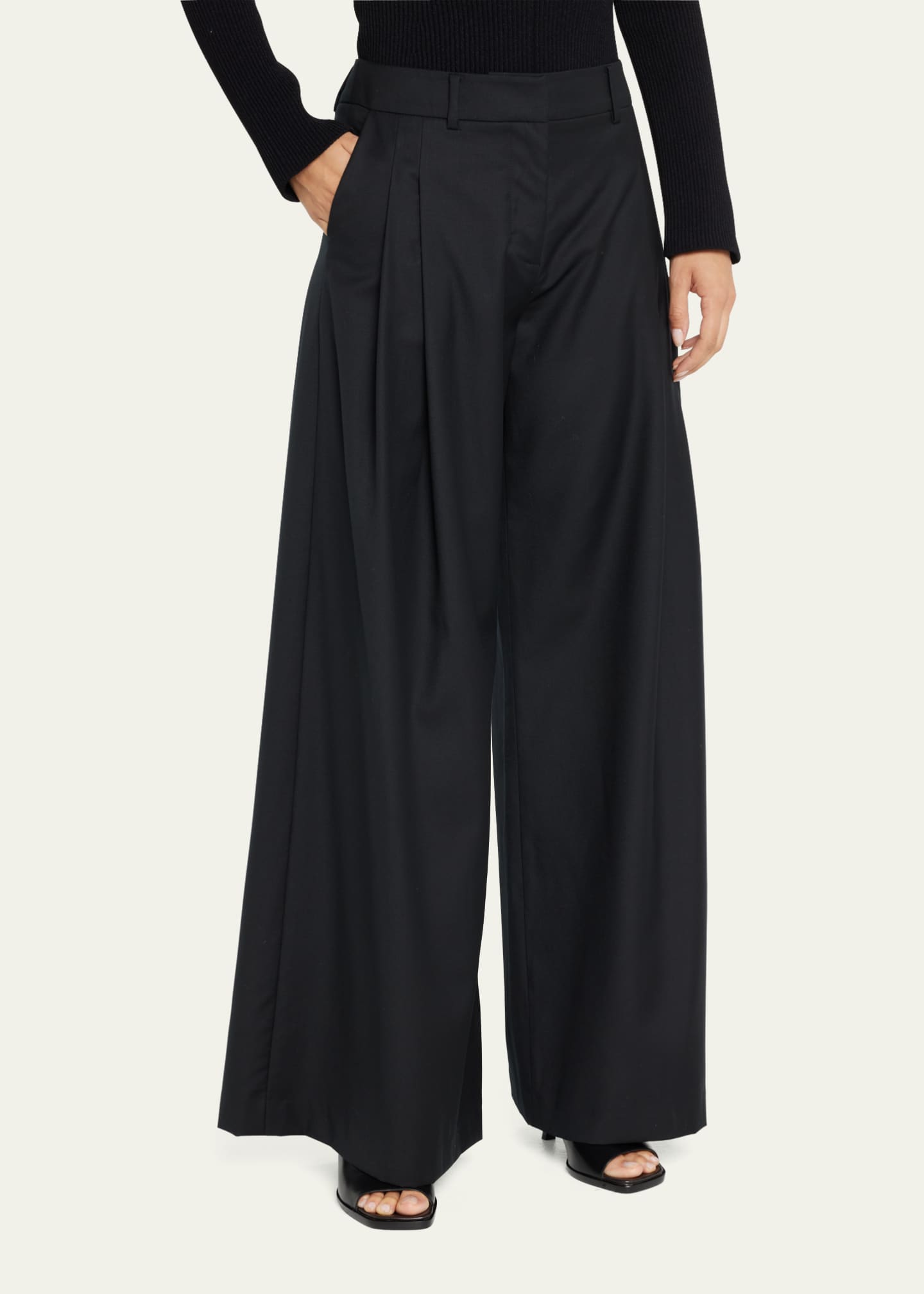 Anna Quan Joan Pleated Wide Leg Pants Bergdorf Goodman