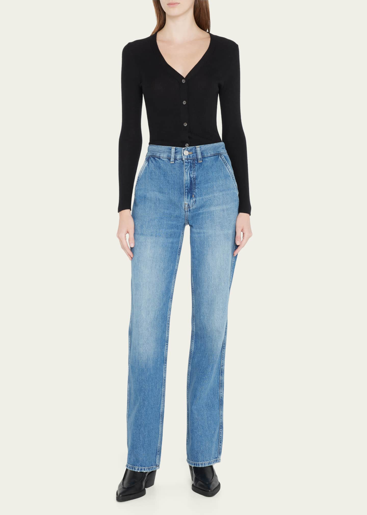 FRAME Le Jane Trouser HighRise Straight Jeans Bergdorf Goodman