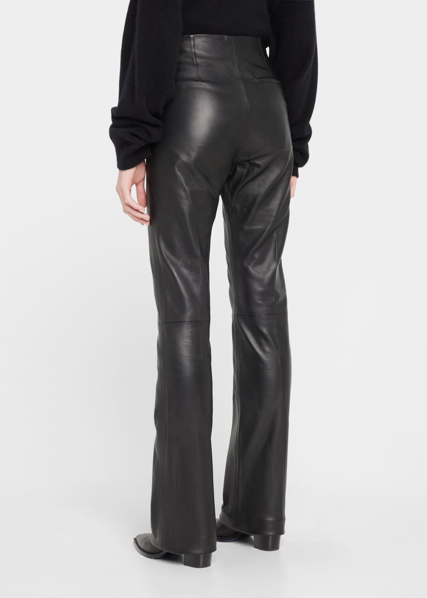 FRAME Straight Pintuck Leather Trousers - Bergdorf Goodman