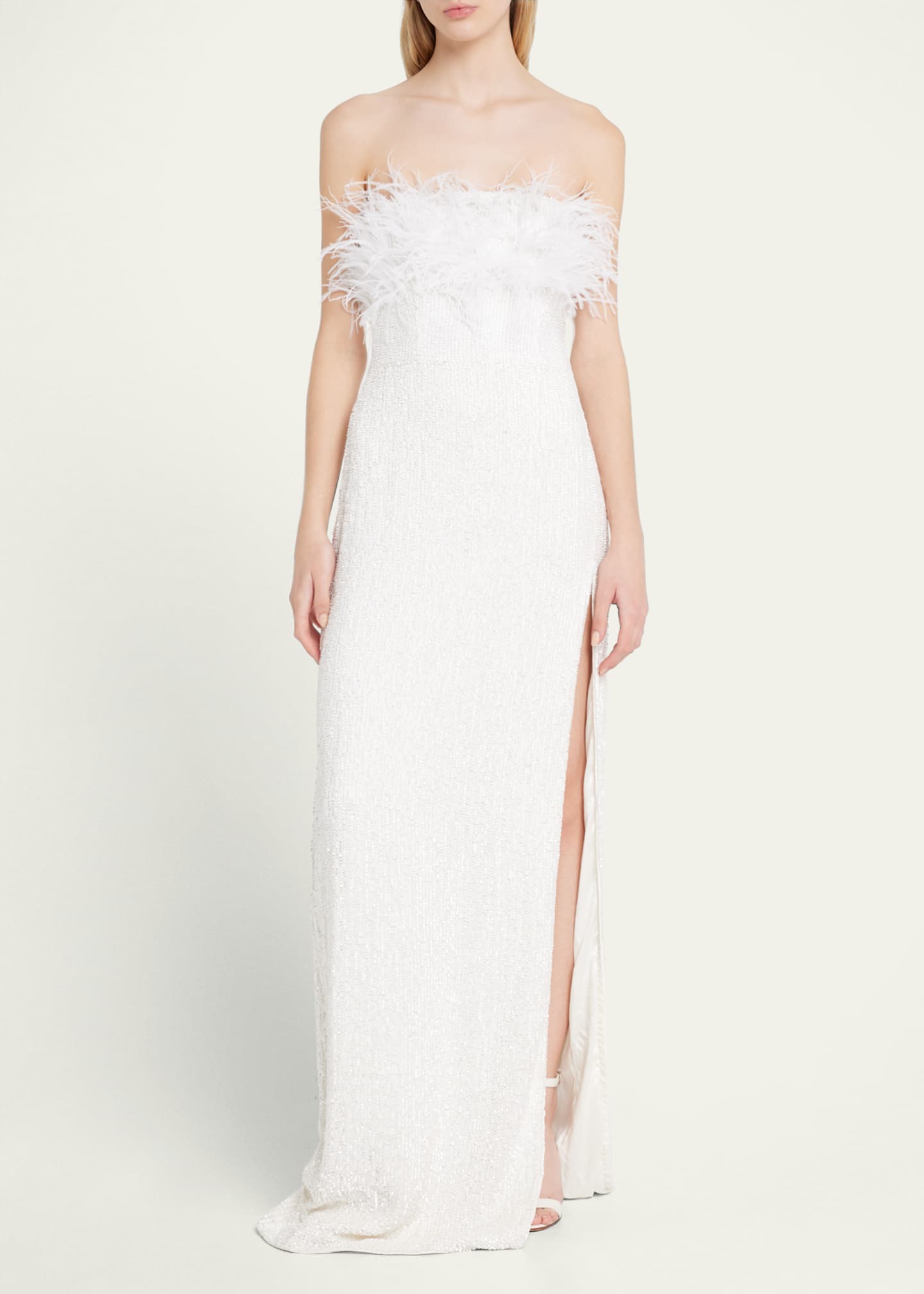 Retrofete Dolly Strapless Sequin Feather Maxi Dress - Bergdorf Goodman