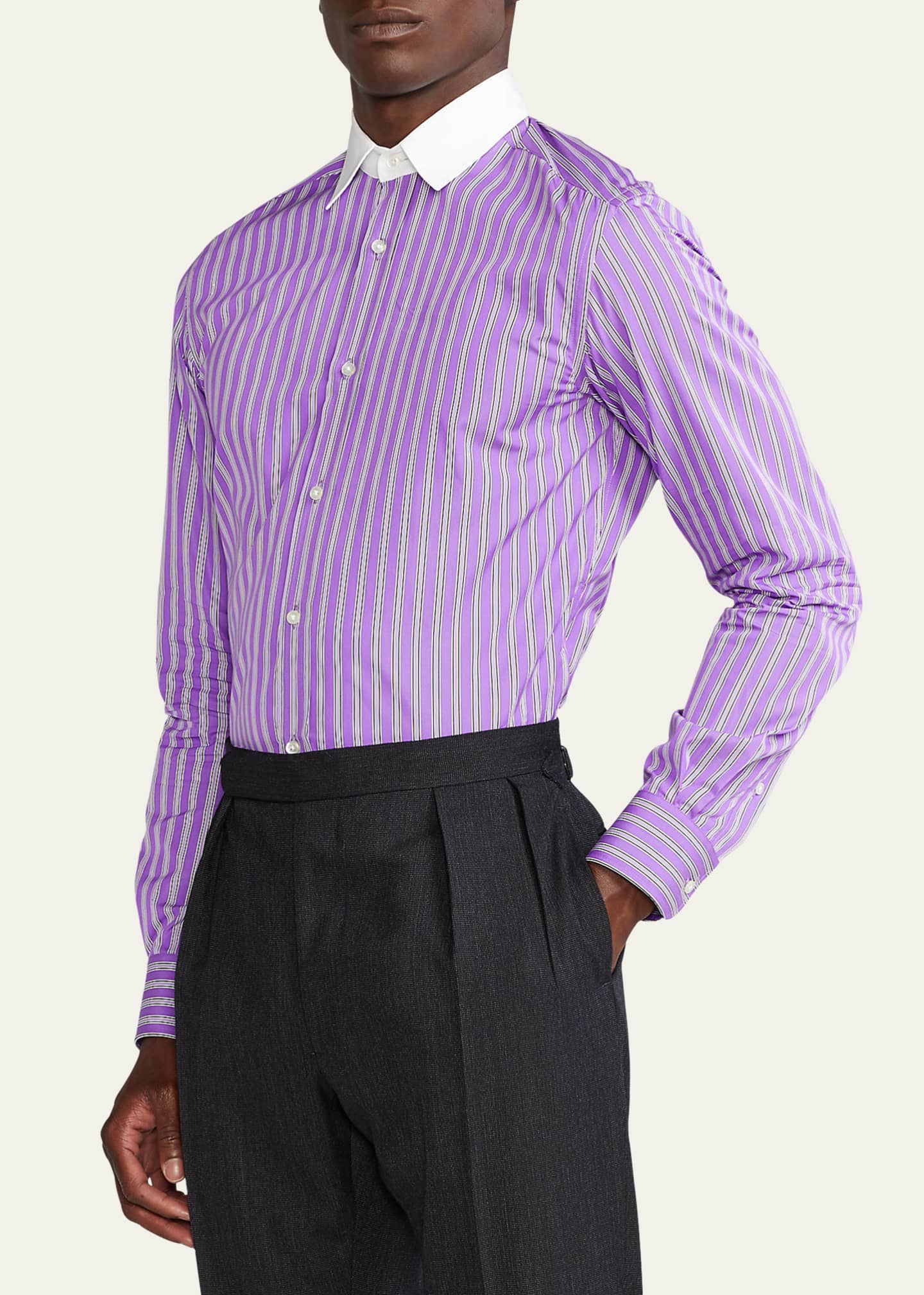 Ralph Lauren Purple Label Men's Dexter Striped Dress Shirt Bergdorf