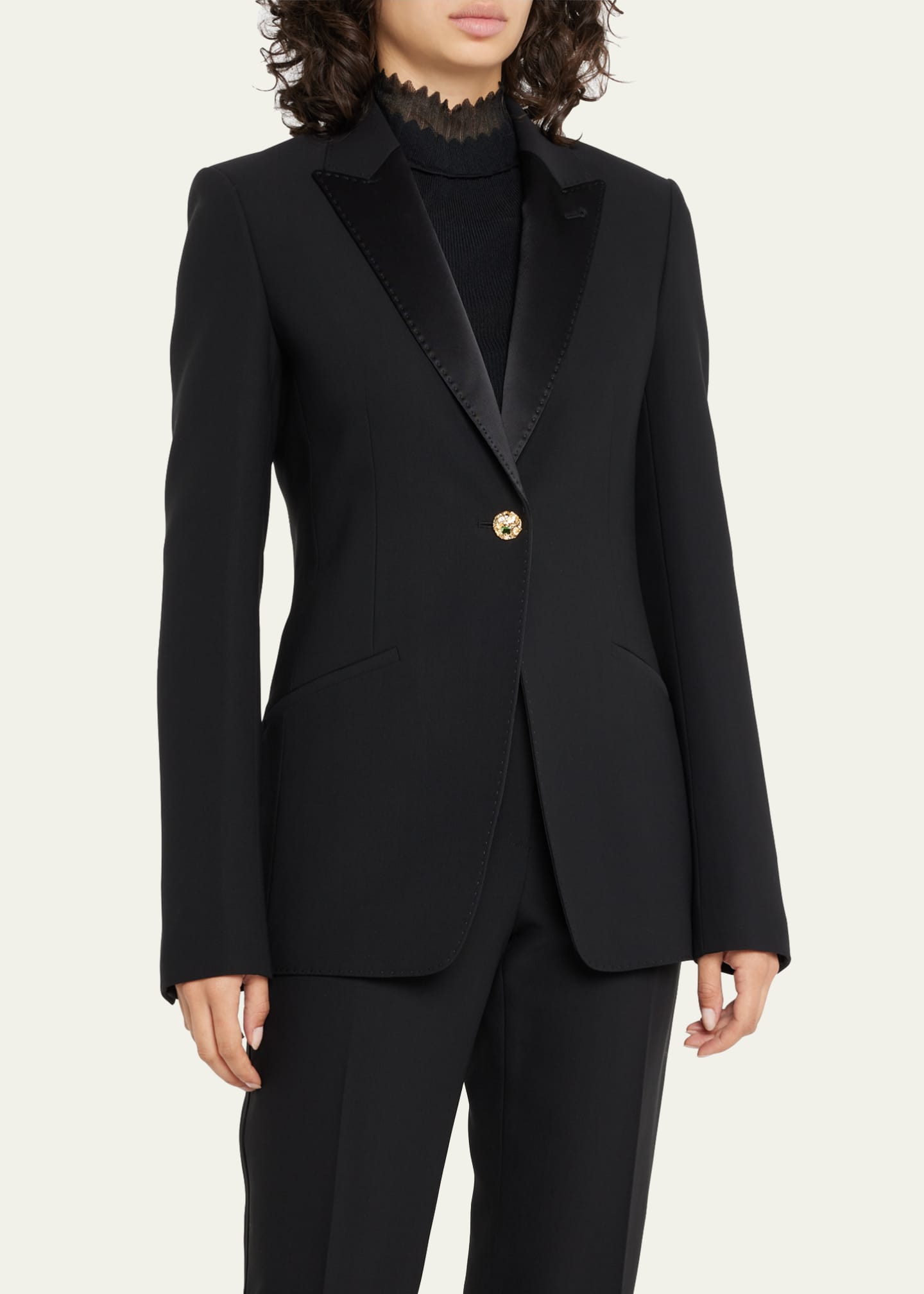 Lafayette 148 Three Button Academy Blazer in Pearl