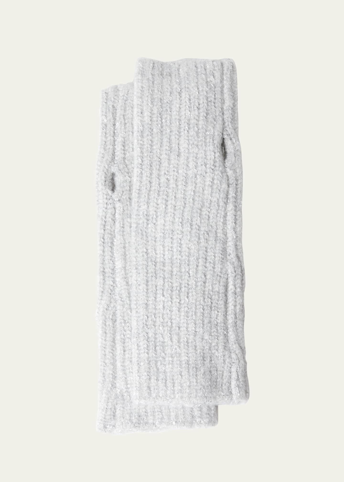 Eugenia Kim Amalia Sequin Ribbed Wool-Blend Gloves