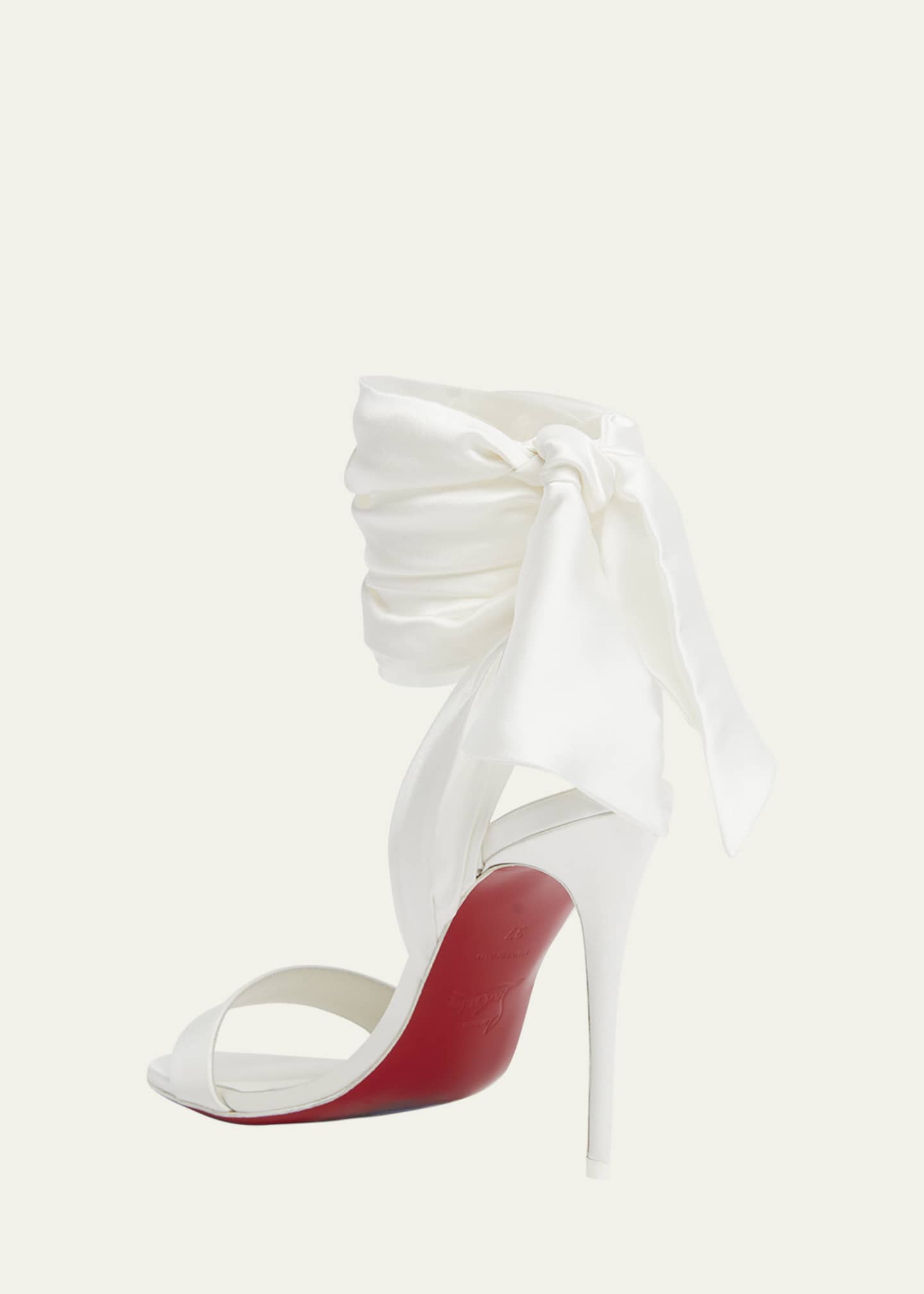 Red Sole Ribbon Ankle-Wrap Stiletto Sandals