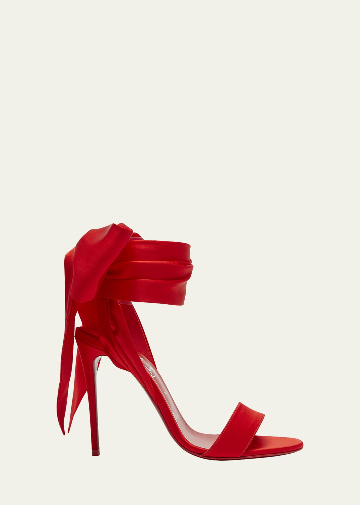 Christian Louboutin Women's Sandale du Desert 100mm Silk Stiletto Sandals - Red - Size 9