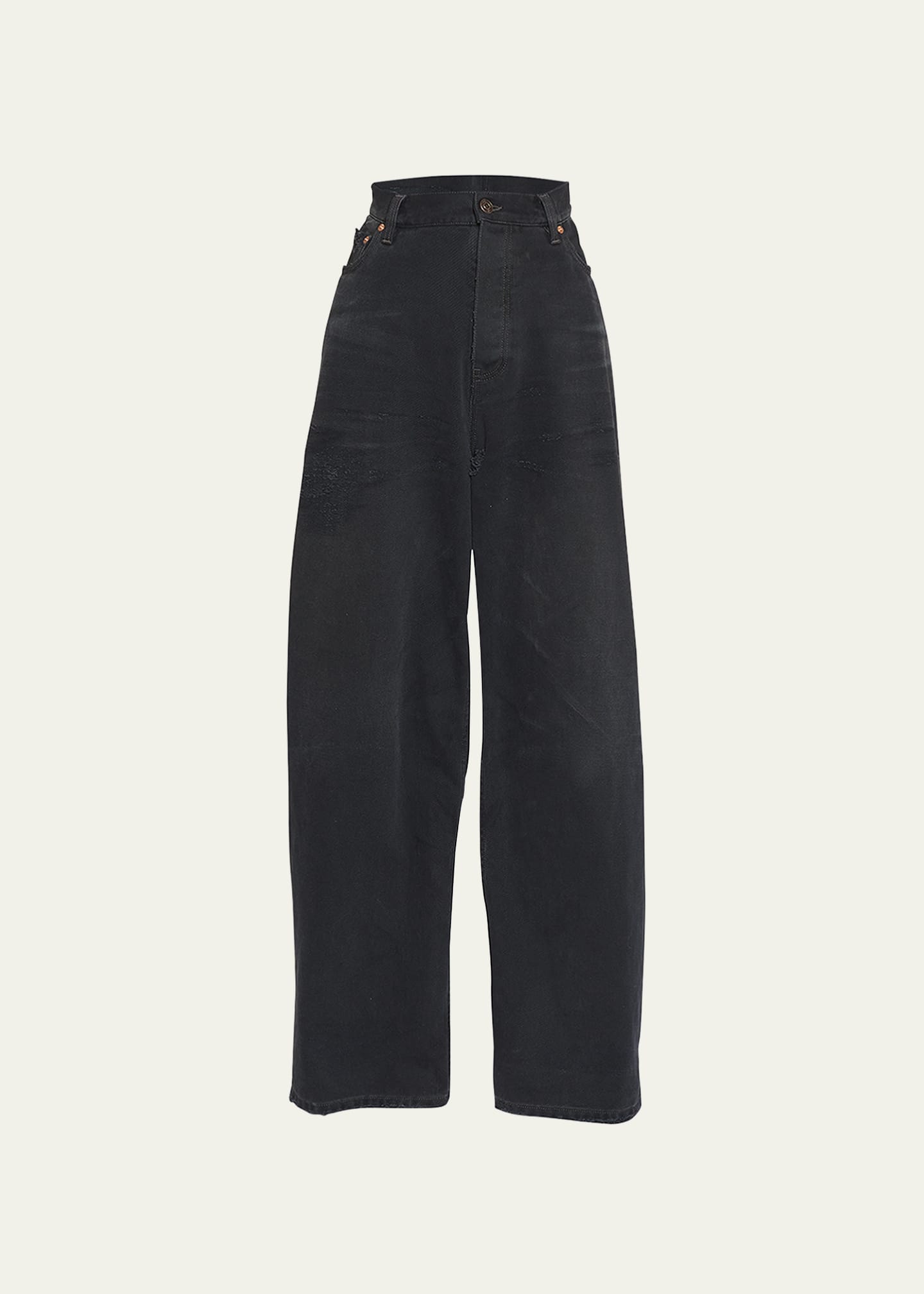 Balenciaga High-Rise Distressed Baggy Wide-Leg Jeans