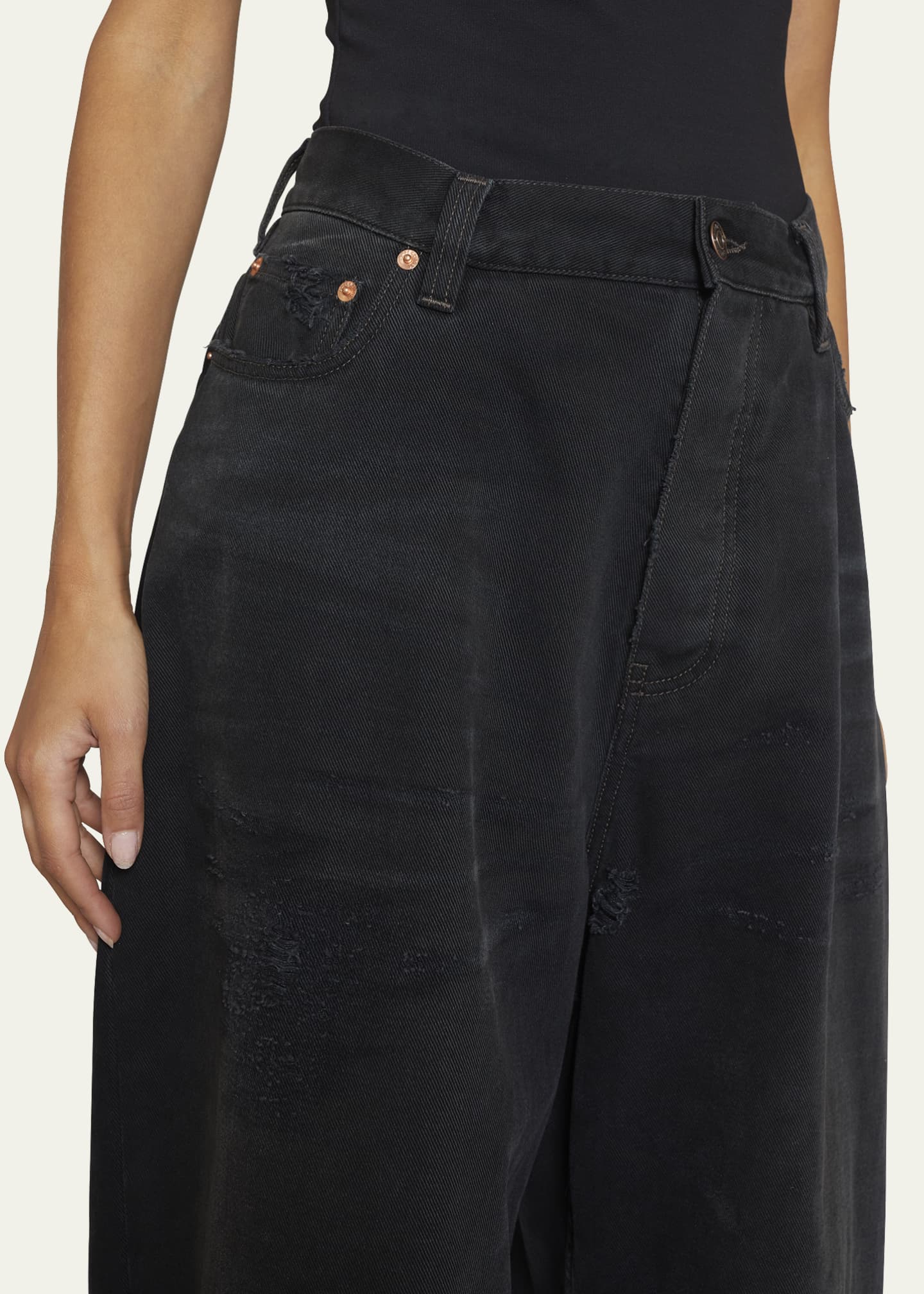 Balenciaga High-Rise Distressed Baggy Wide-Leg Jeans - Bergdorf Goodman