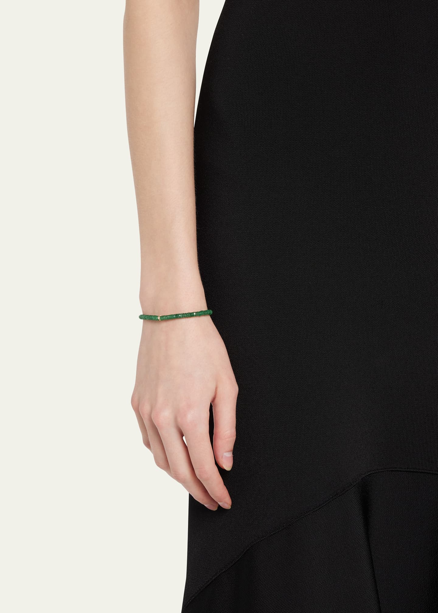 Sydney Evan 4mm Diamond Eternity Rondelle on Green Aventurine Wheel Bead Bracelet Image 2 of 4