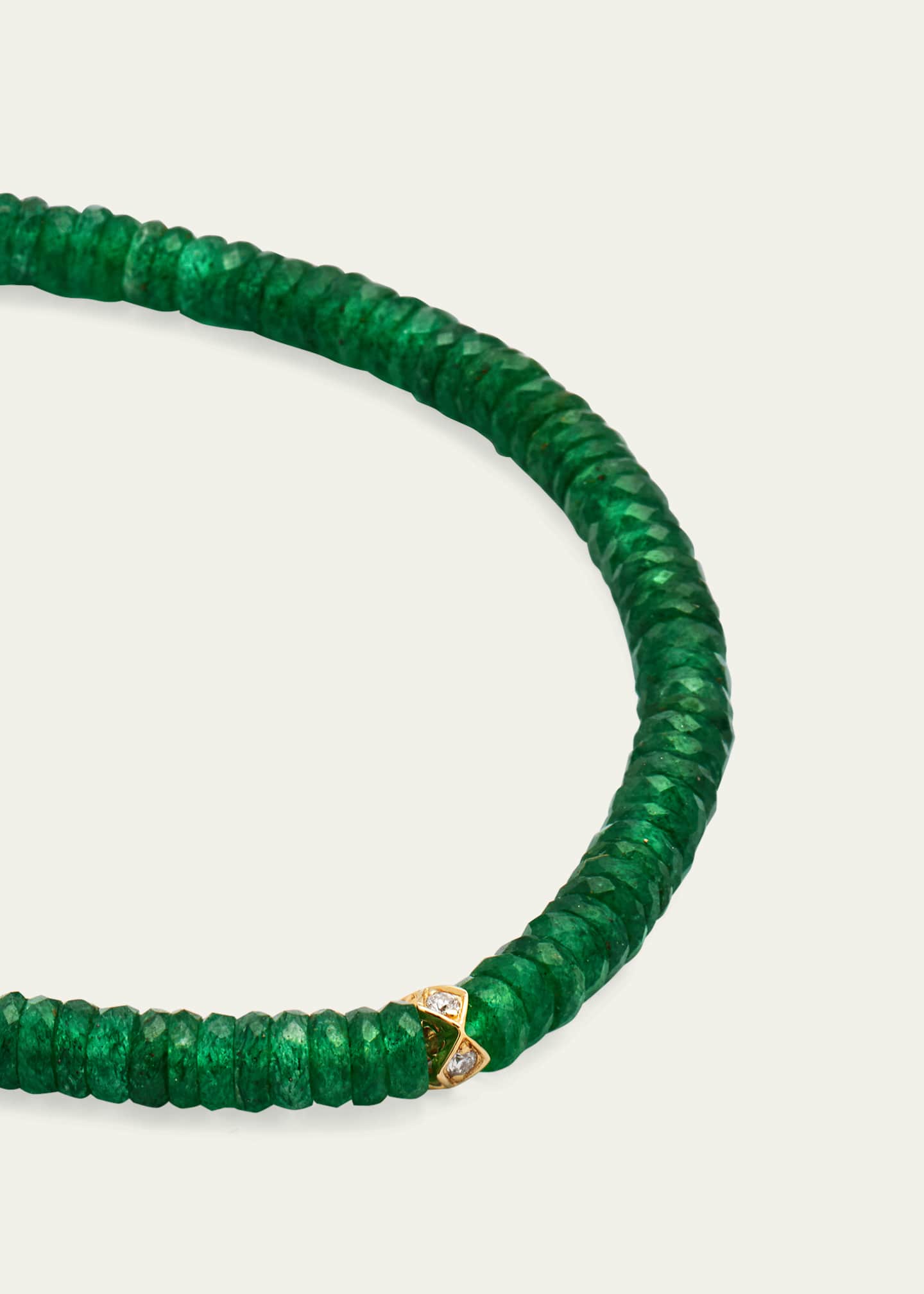 Sydney Evan 4mm Diamond Eternity Rondelle on Green Aventurine Wheel Bead Bracelet Image 3 of 4