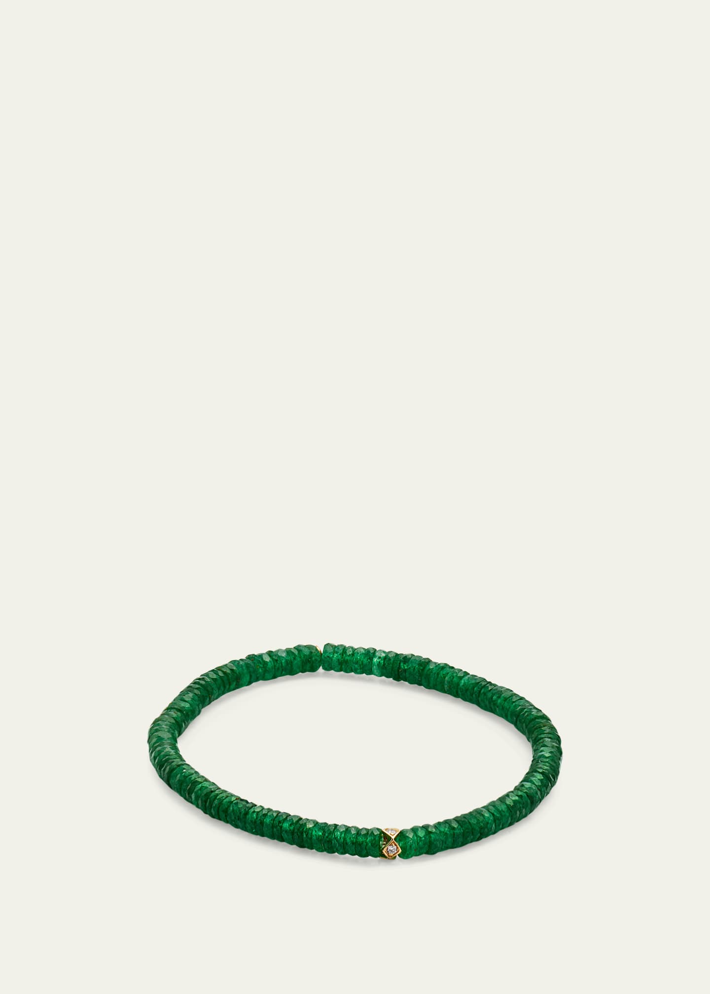 Sydney Evan 4mm Diamond Eternity Rondelle on Green Aventurine Wheel Bead Bracelet Image 4 of 4