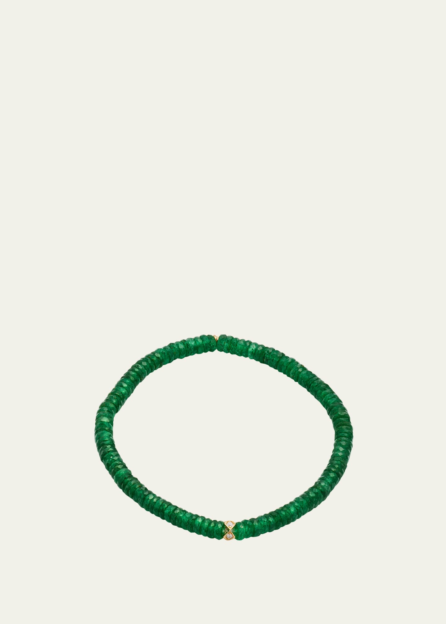 Sydney Evan 4mm Diamond Eternity Rondelle on Green Aventurine Wheel Bead Bracelet Image 1 of 4