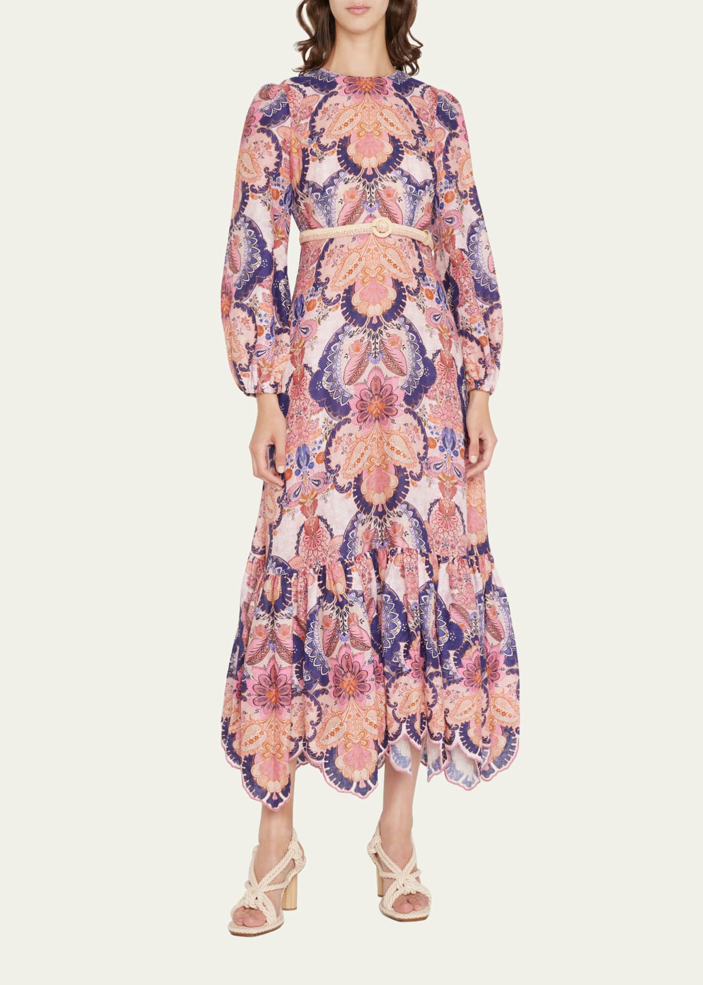 Zimmermann Laurel Long Sleeve Embroidered Midi Dress Bergdorf Goodman